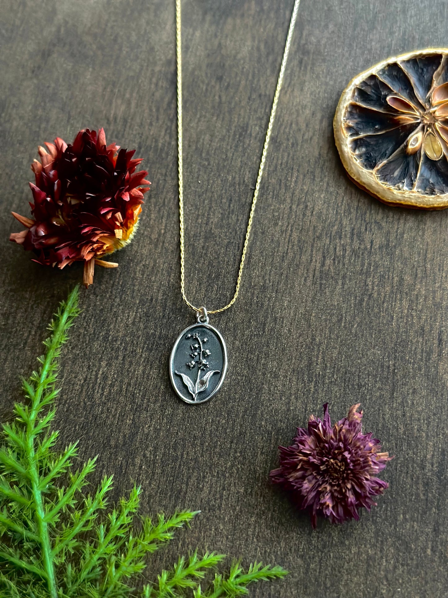 Lily of the Valley Flower Necklace - May Birth Flower