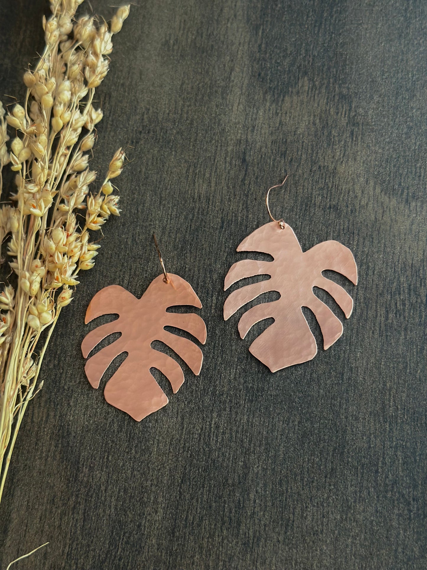 Handsawn Monstera Earrings
