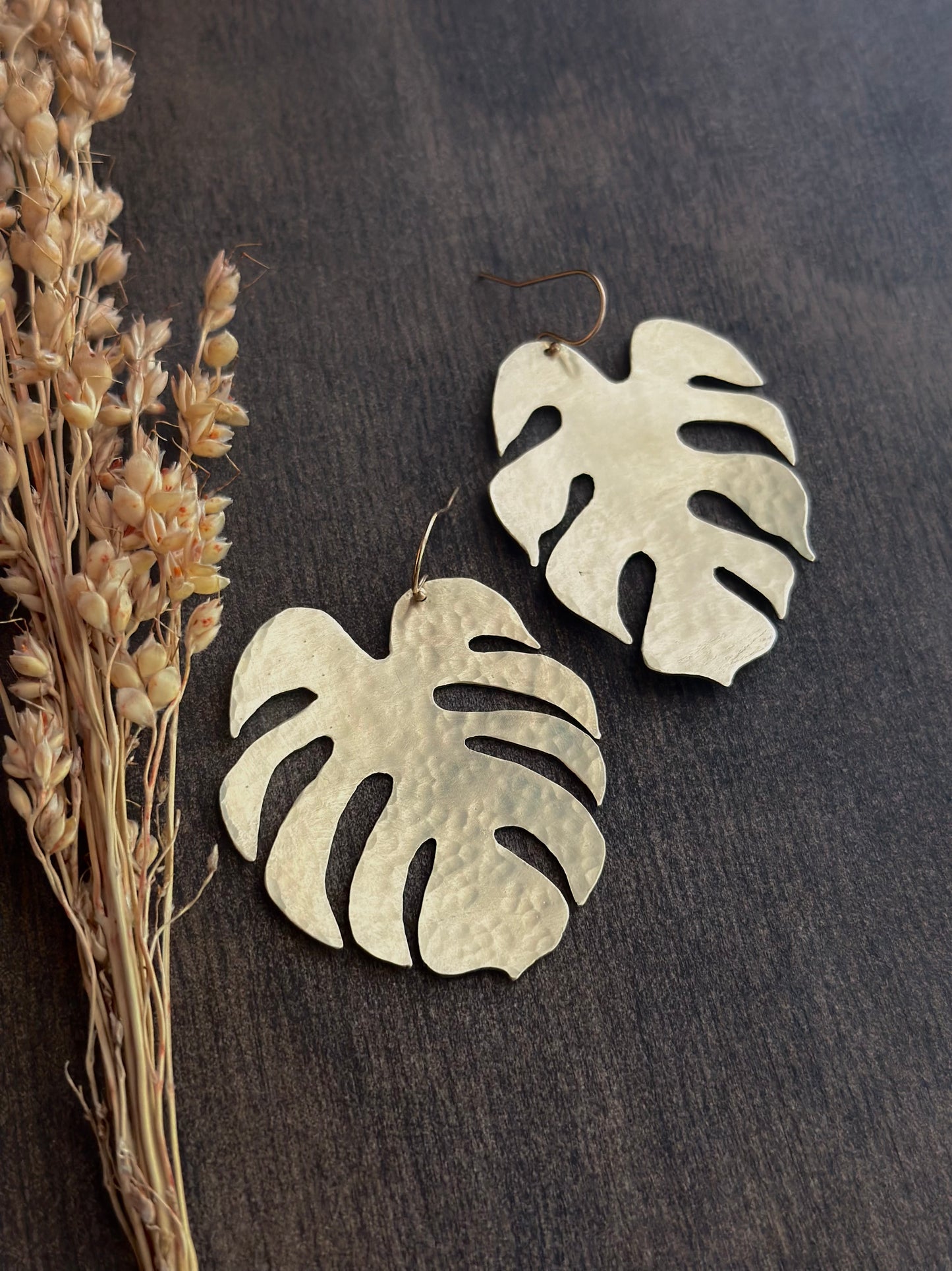 Handsawn Mismatch Monstera Earrings