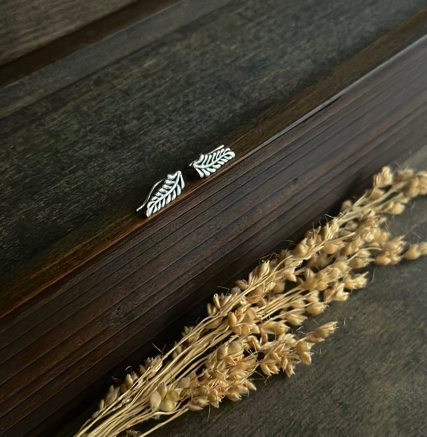 Fern Sprig Ear Climbers (Silver)