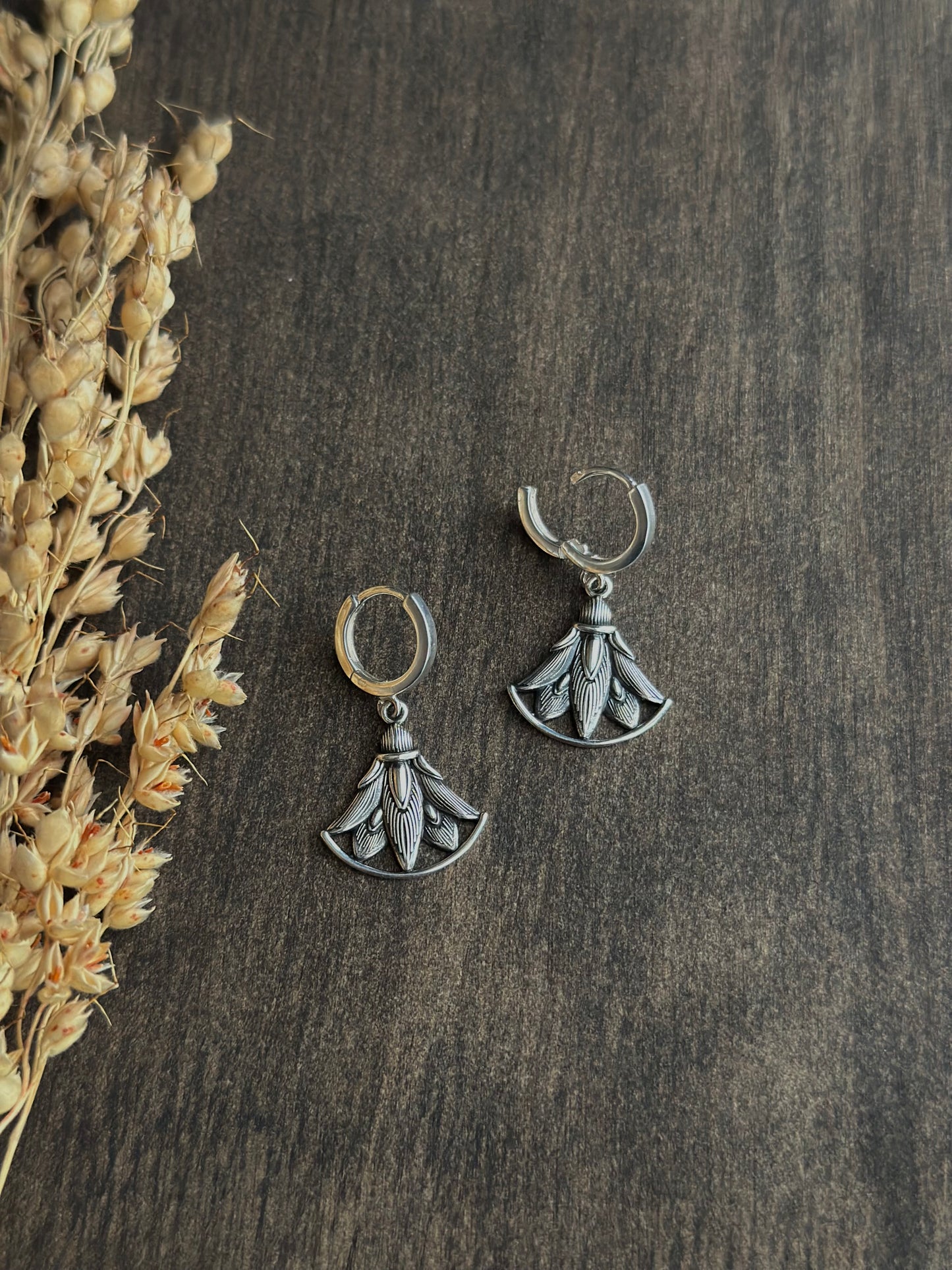 Lotus Blossom Huggie Hoop