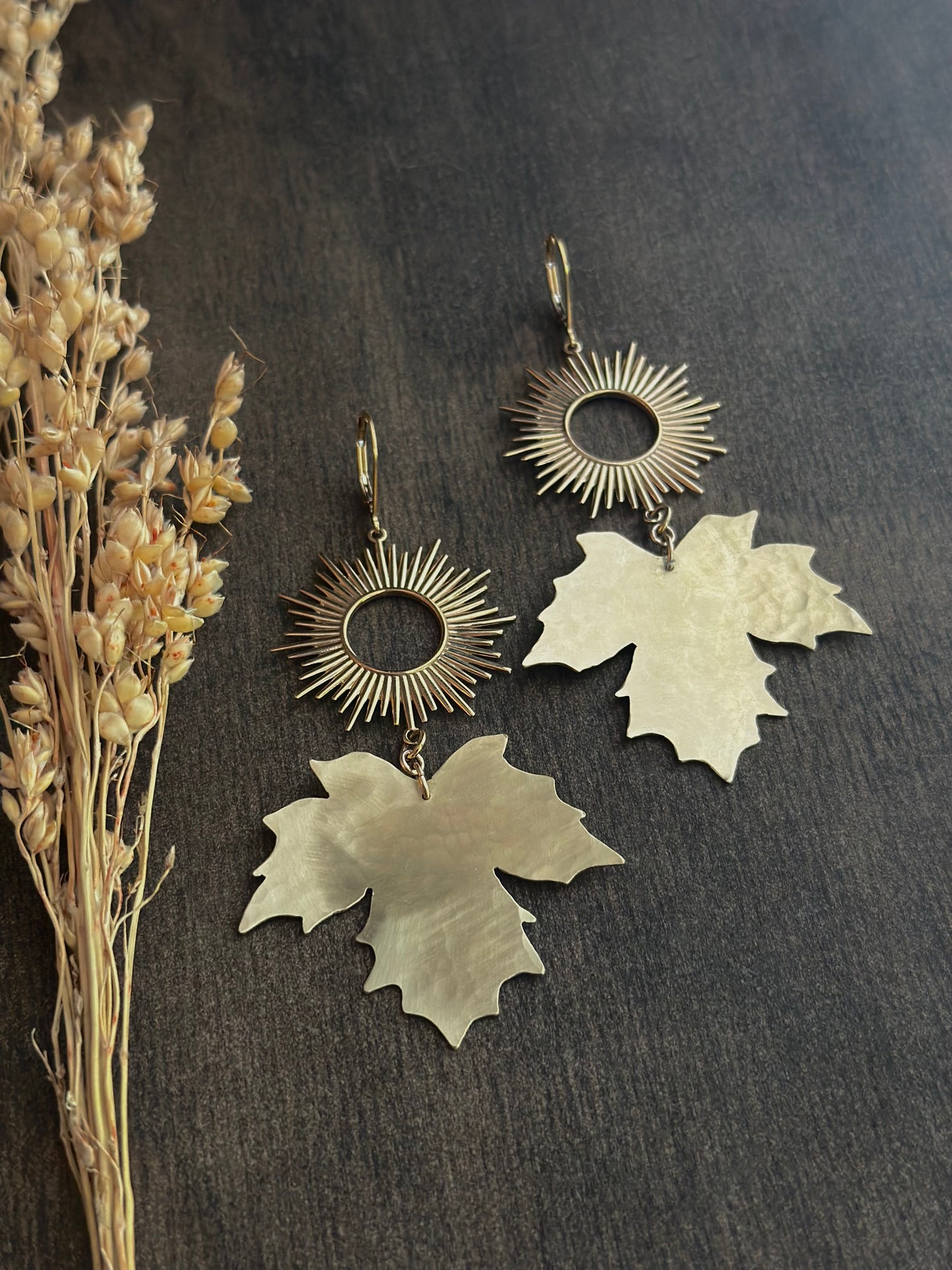 Handsawn Maple Sunburst Earrings
