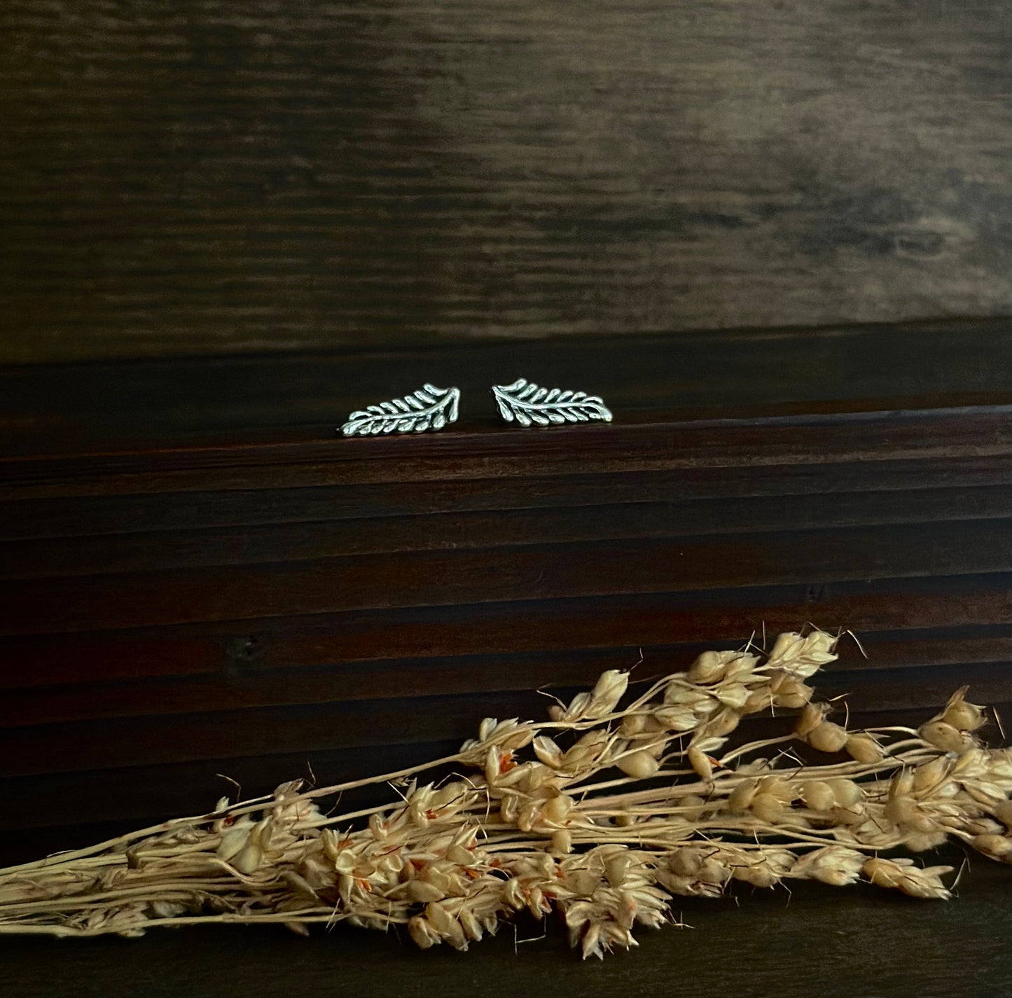 Fern Sprig Ear Climbers (Silver)