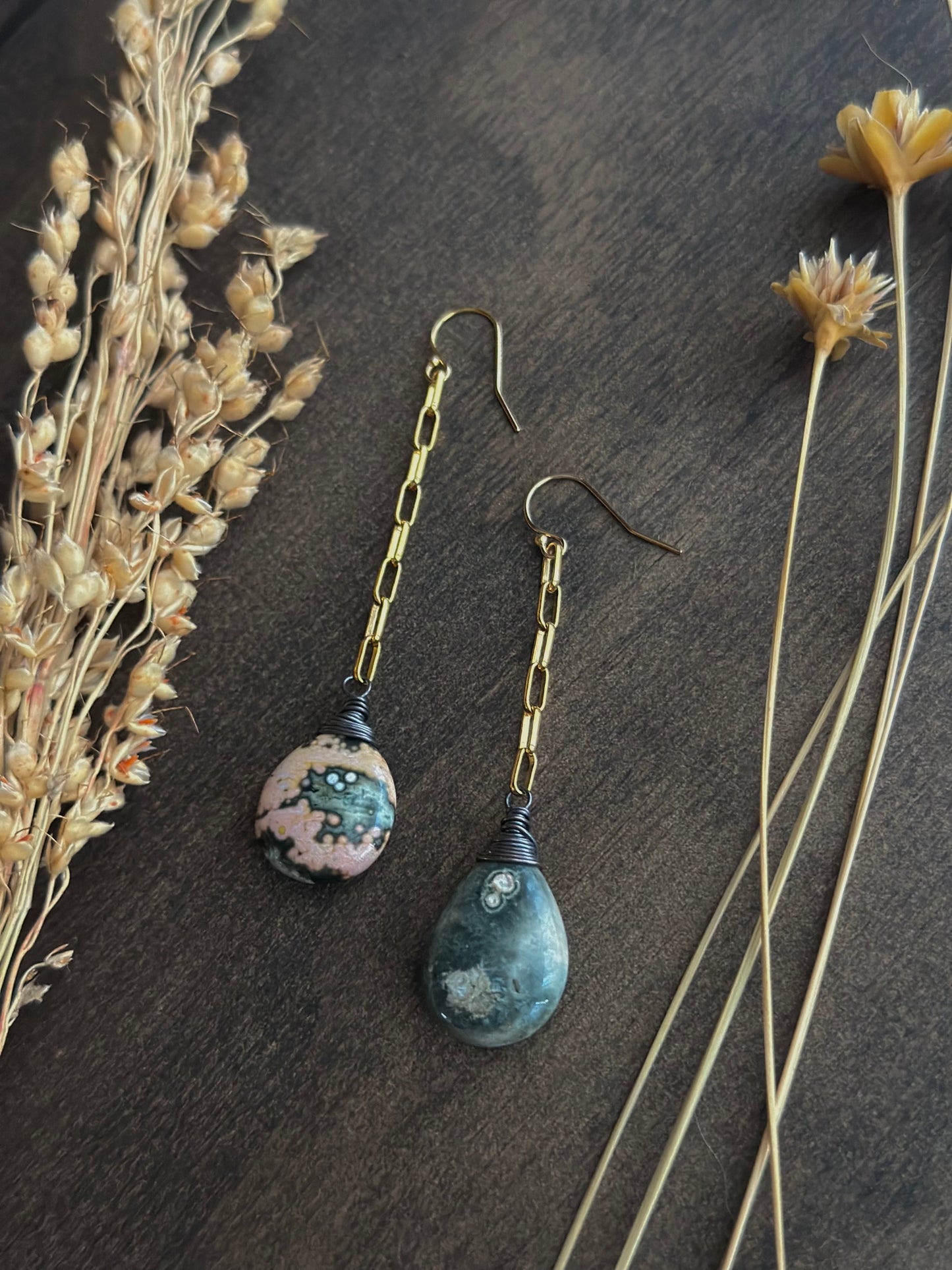 Offset Ocean Jasper Earrings