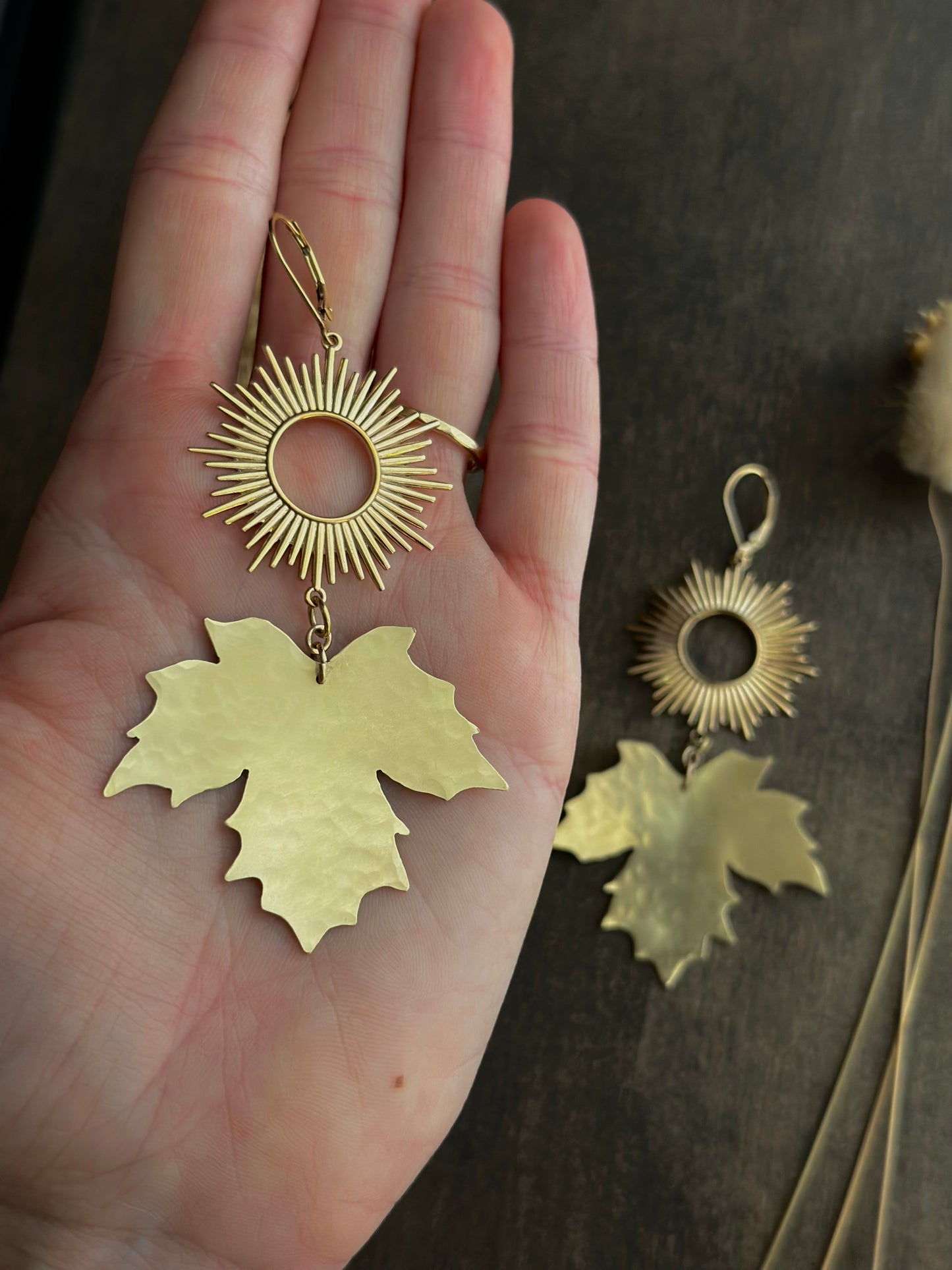 Handsawn Maple Sunburst Earrings