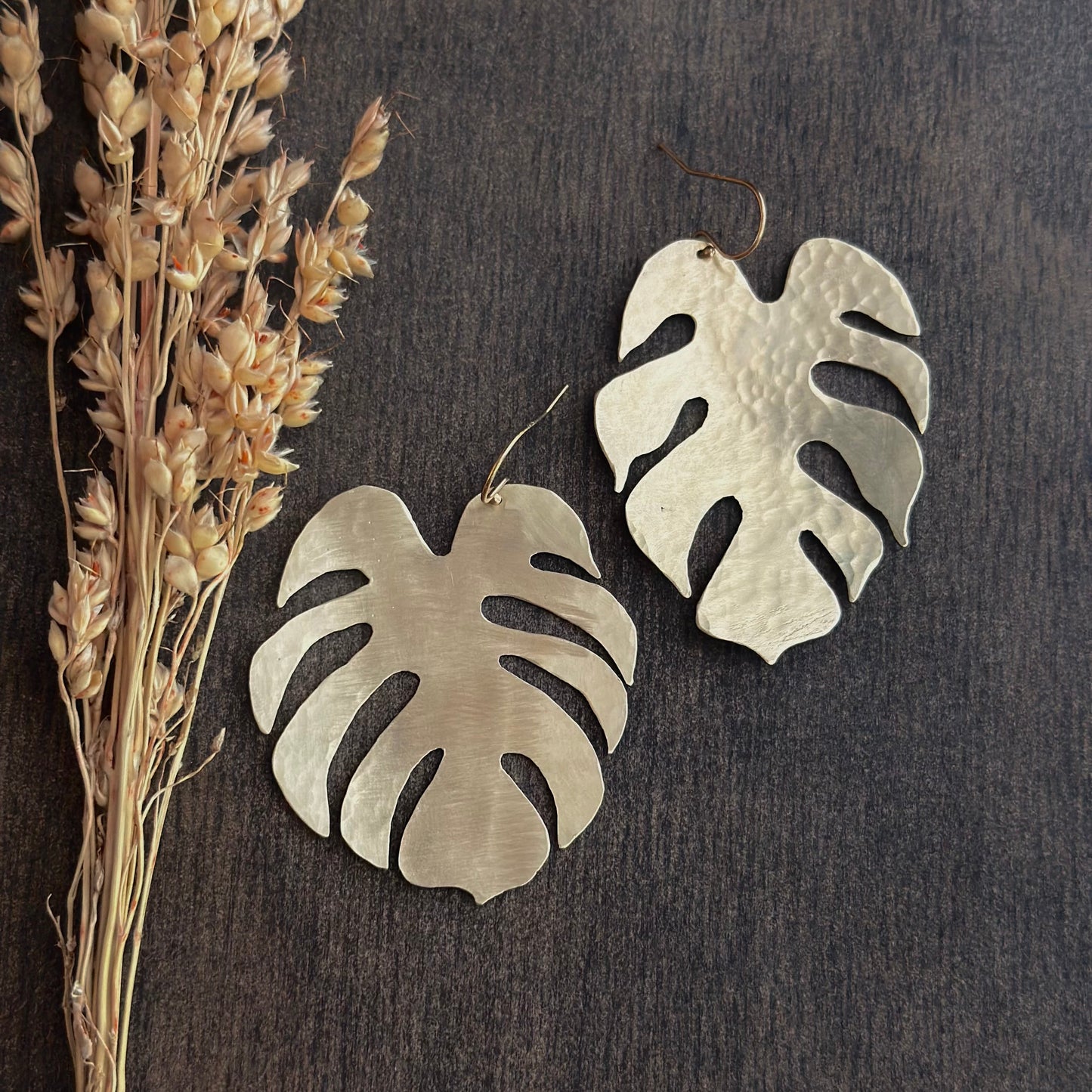Handsawn Mismatch Monstera Earrings