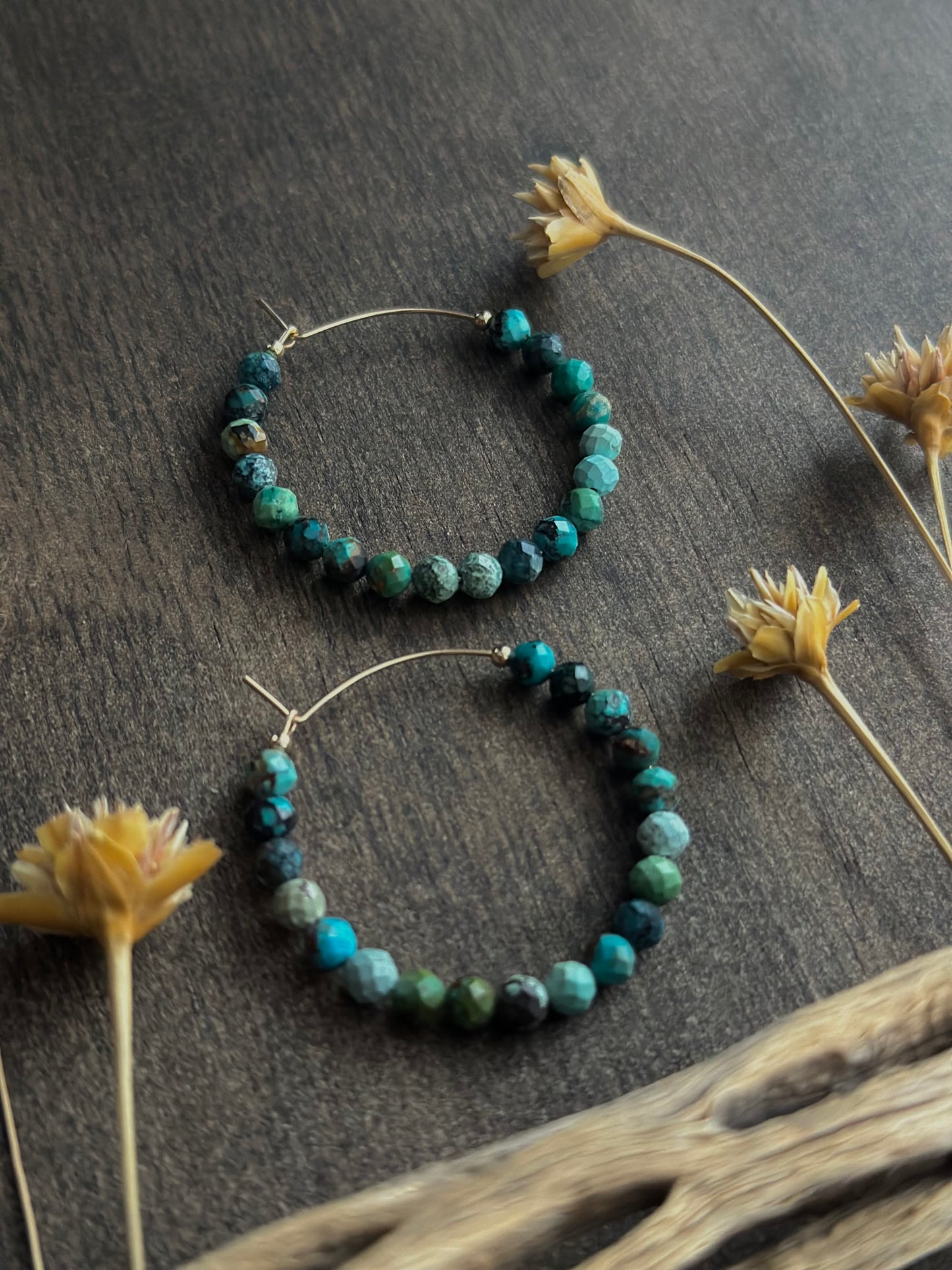 Dragon Skin Turquoise Hoops