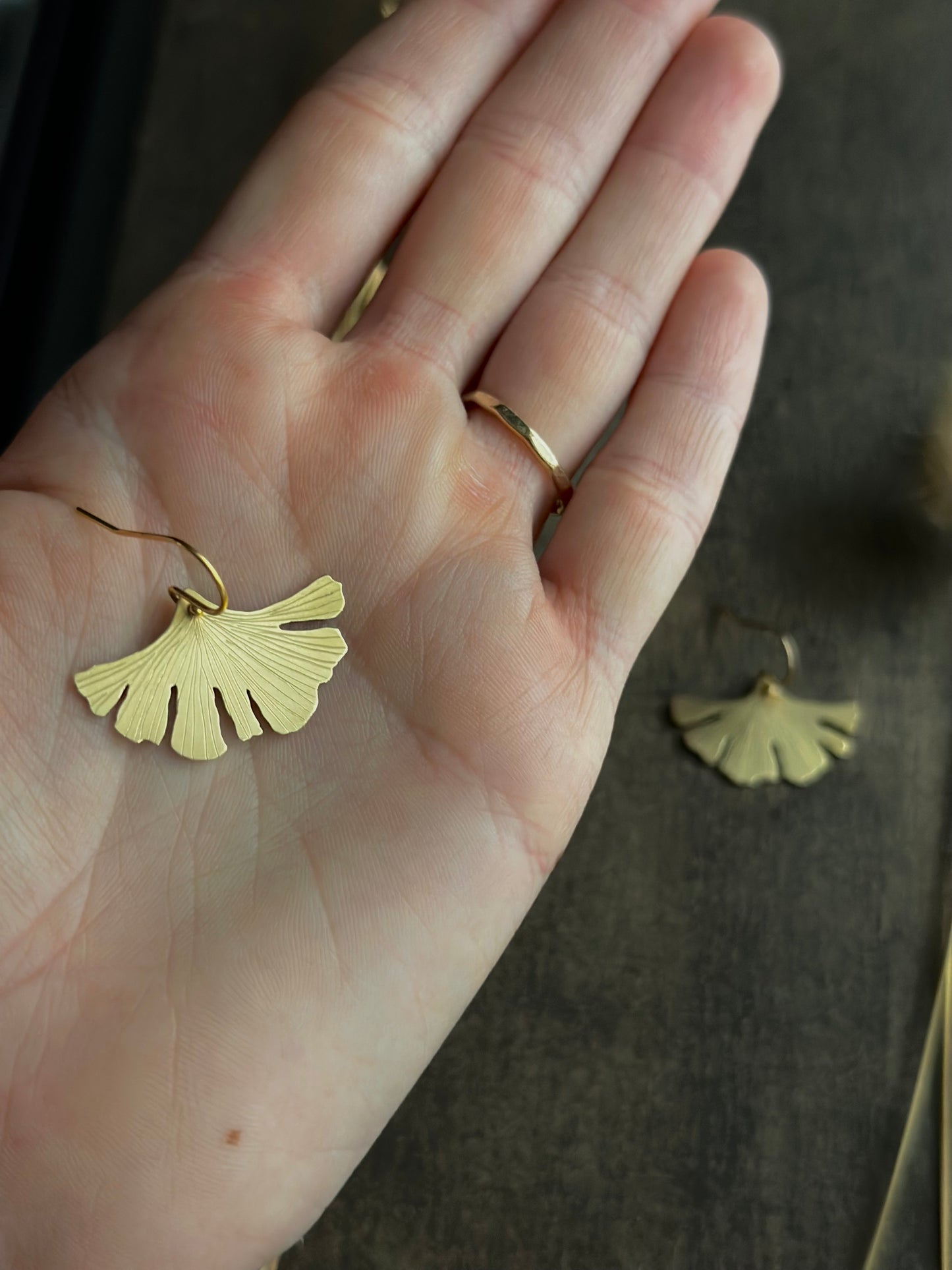 Handsawn Lil Gingko Earrings