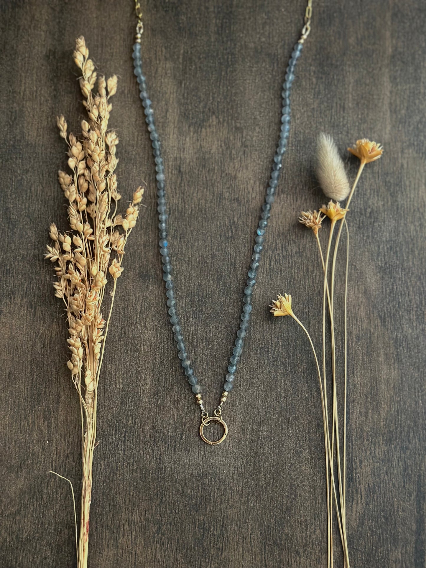 Labradorite Charm/Ring Keeper Necklace