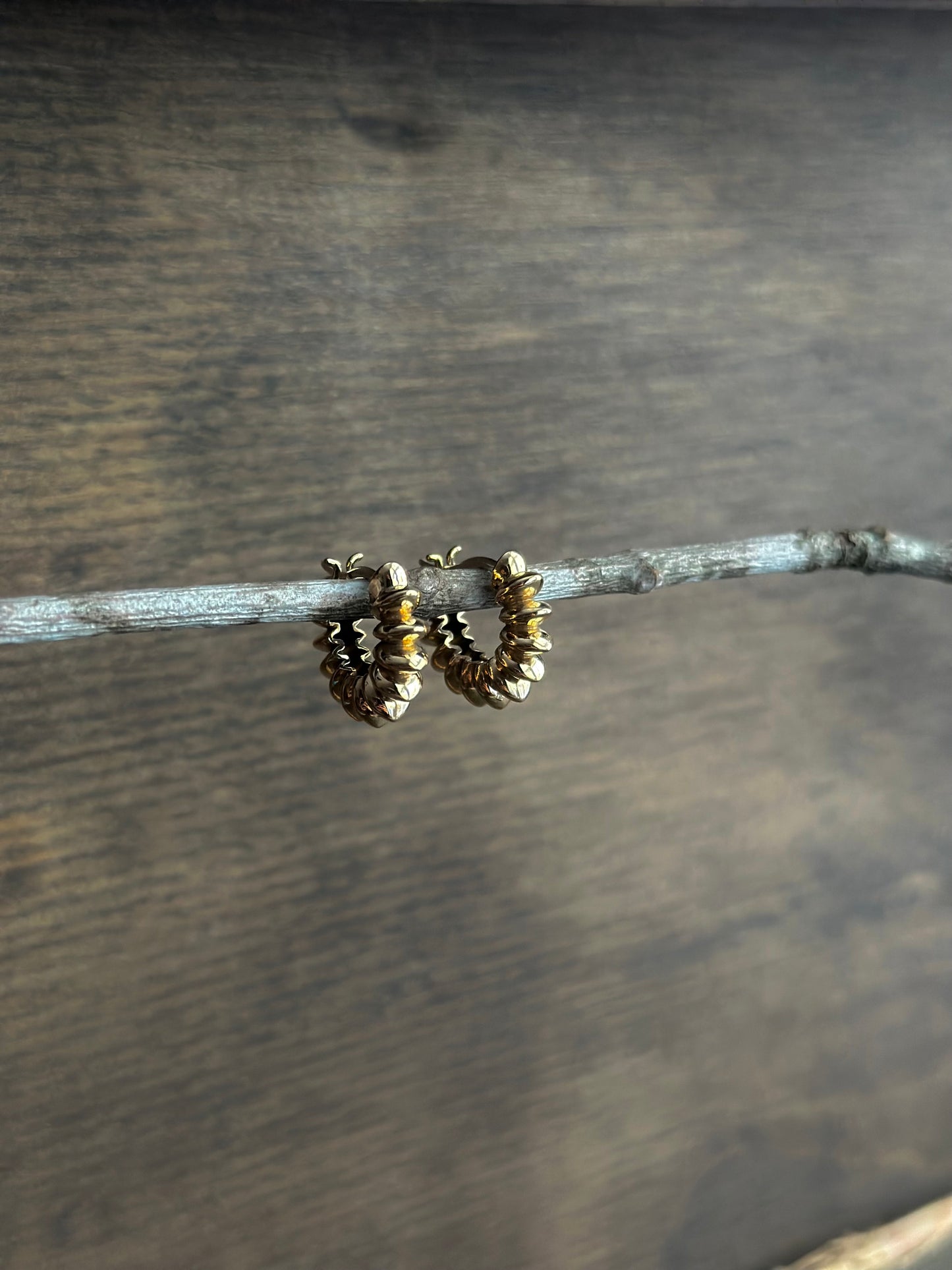 Bronze Ridged Huggie Hoop