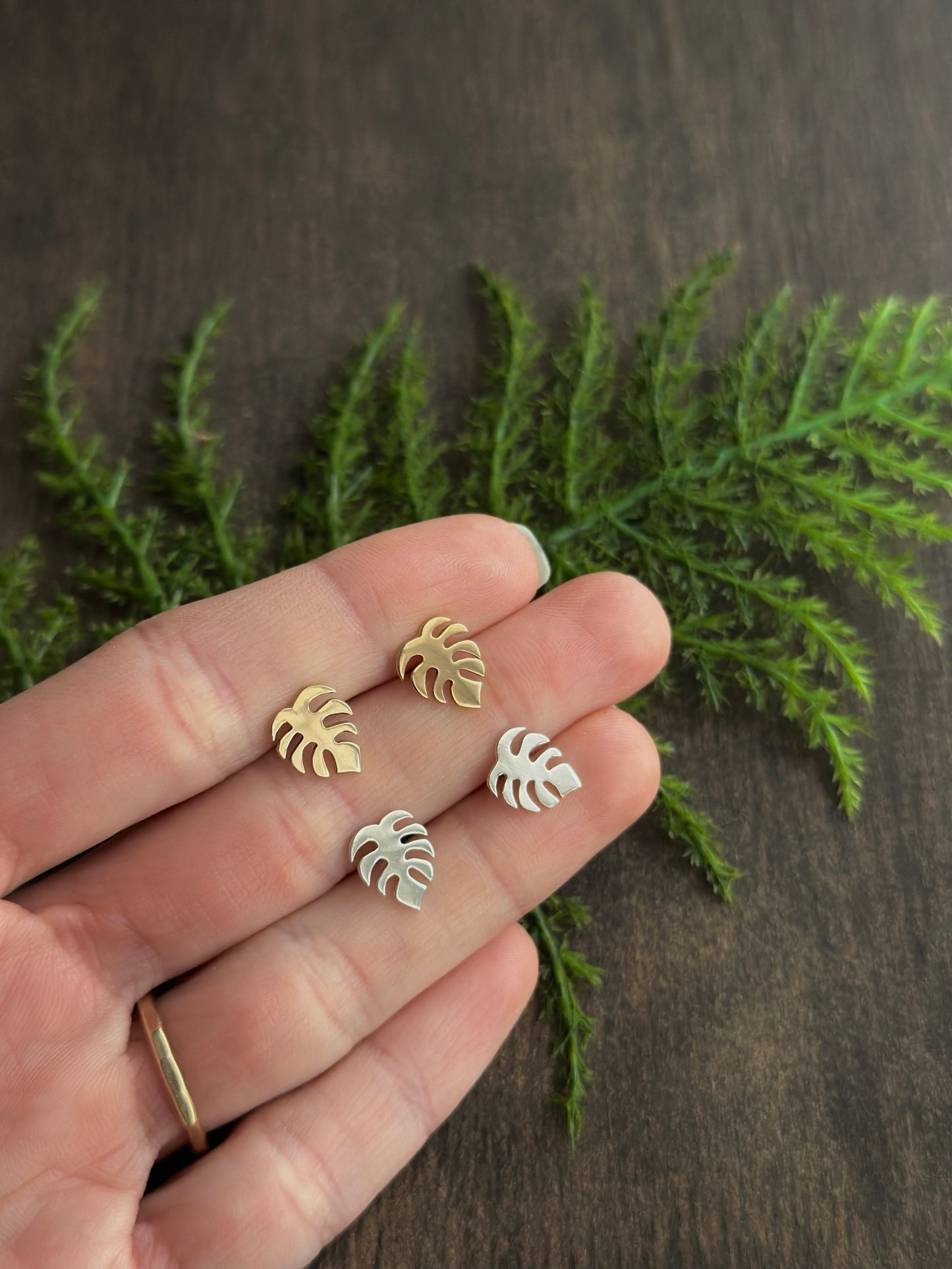 Monstera Stud Earrings