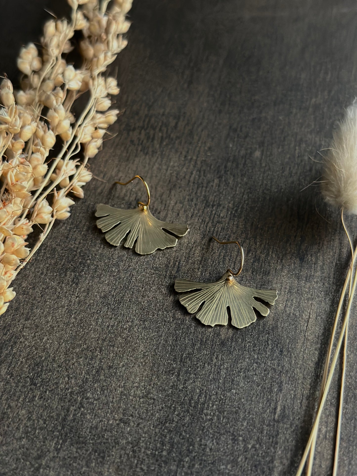 Handsawn Lil Gingko Earrings
