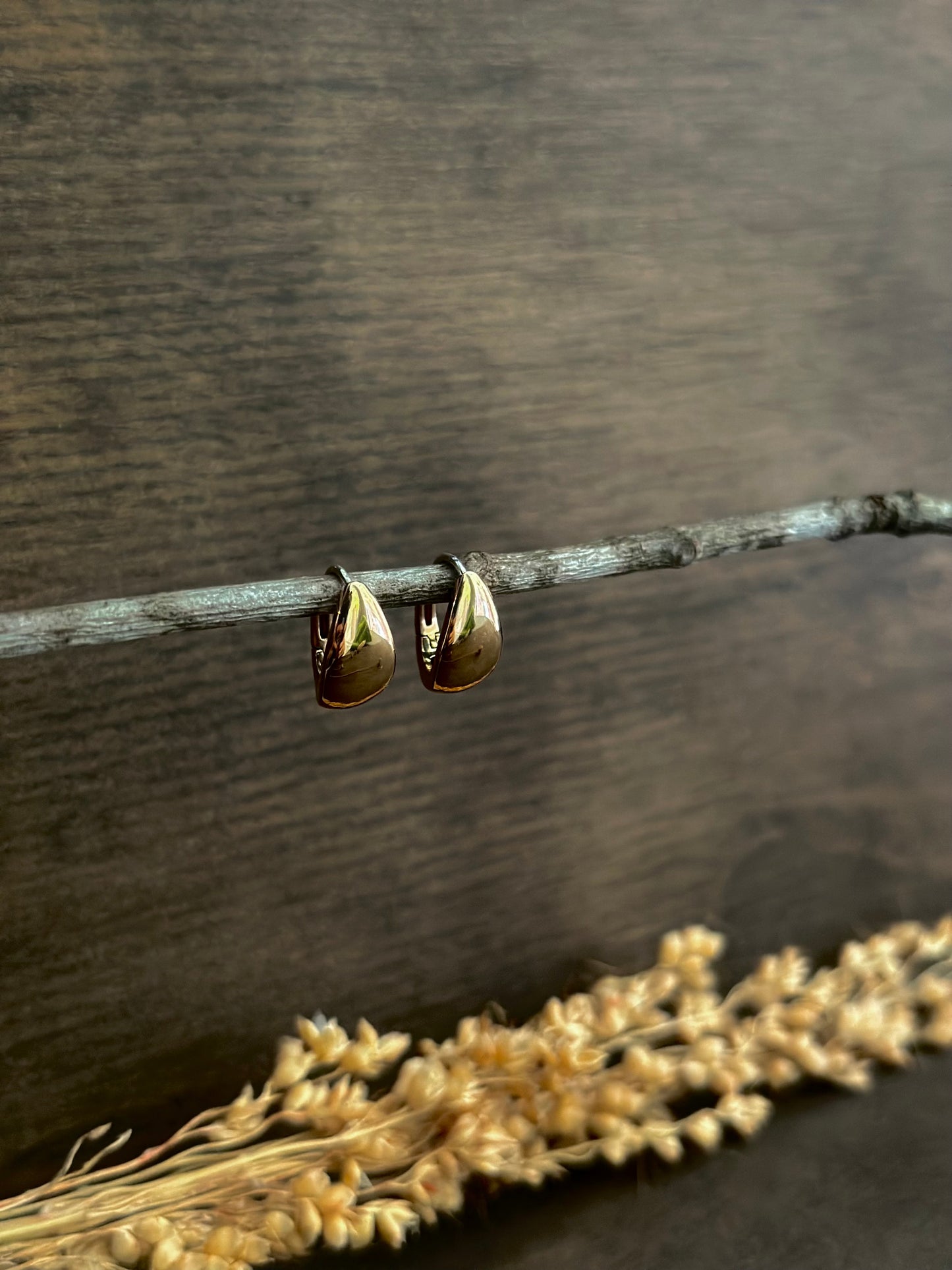 Bronze Chunky Teardrop Huggie Hoop