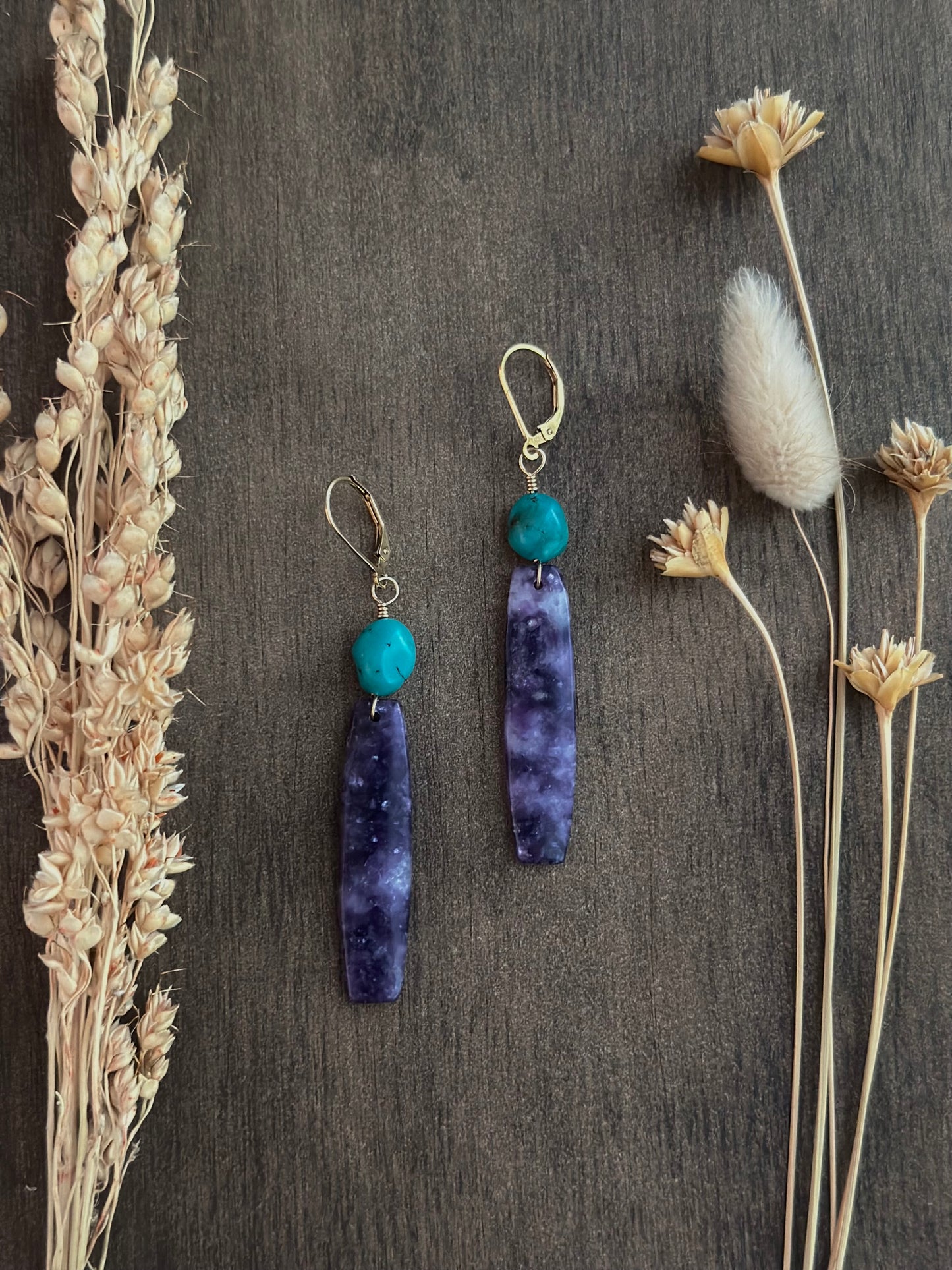 Lepidolite & Turquoise Earrings