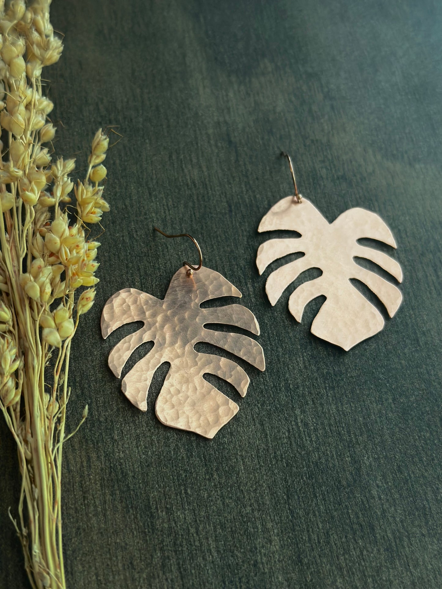 Handsawn Monstera Earrings