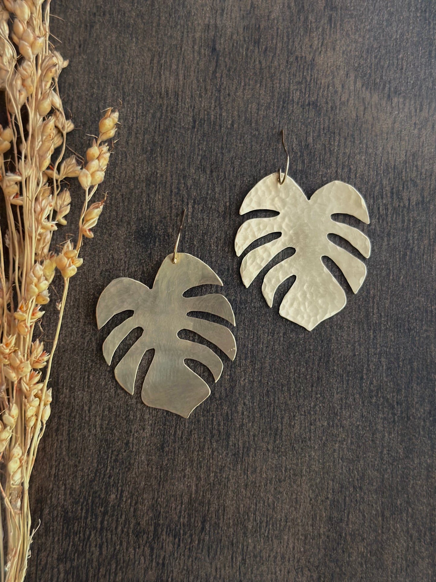 Handsawn Monstera Earrings