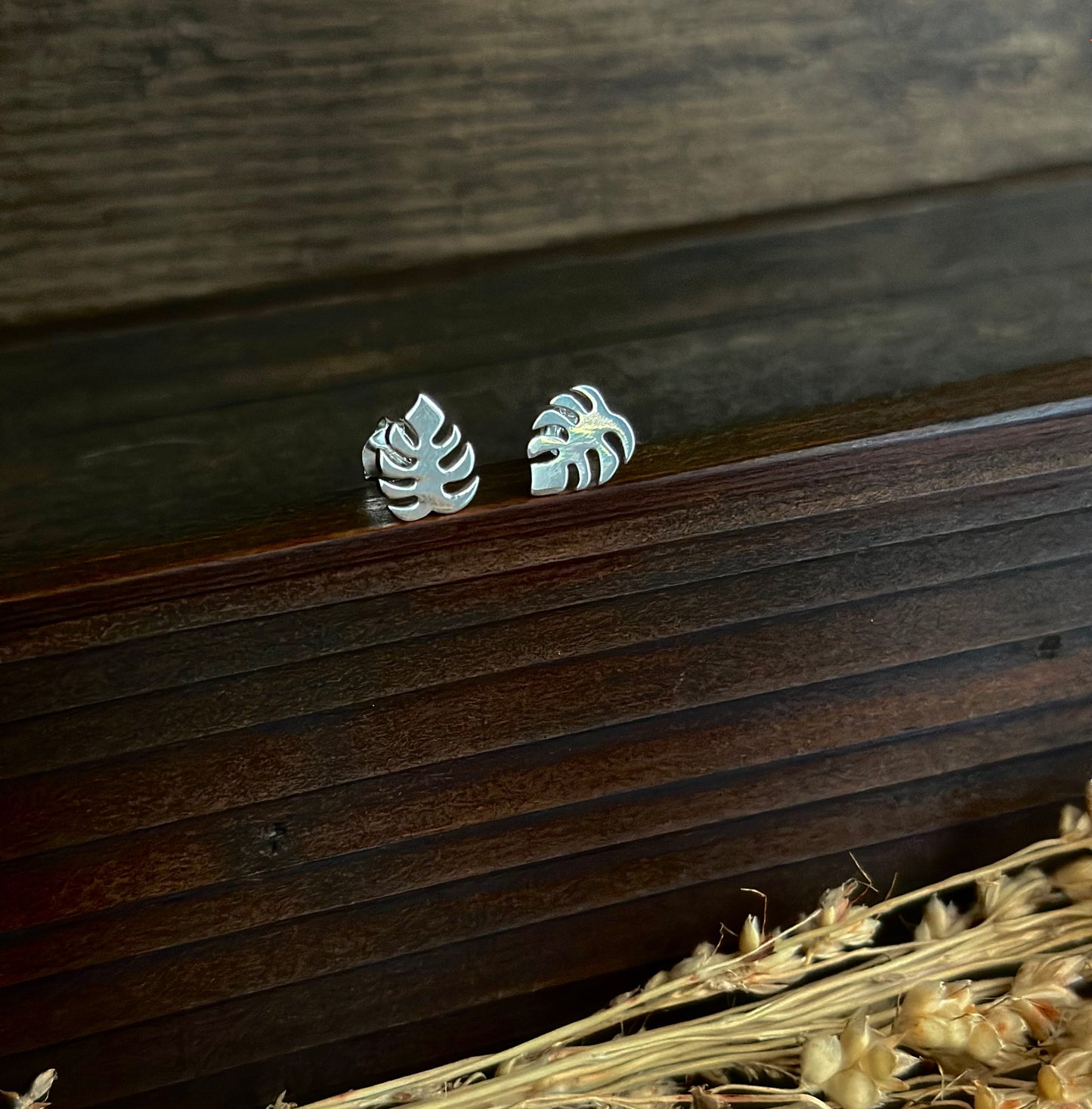 Monstera Stud Earrings
