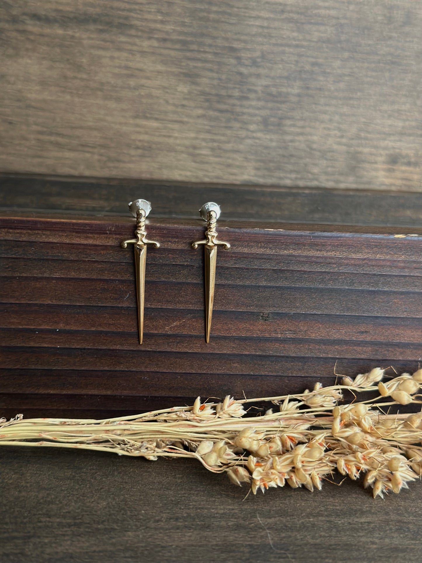 Bronze Dagger Stud Earrings