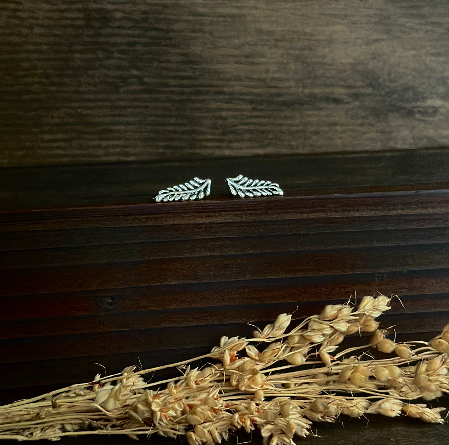 Fern Sprig Ear Climbers (Silver)