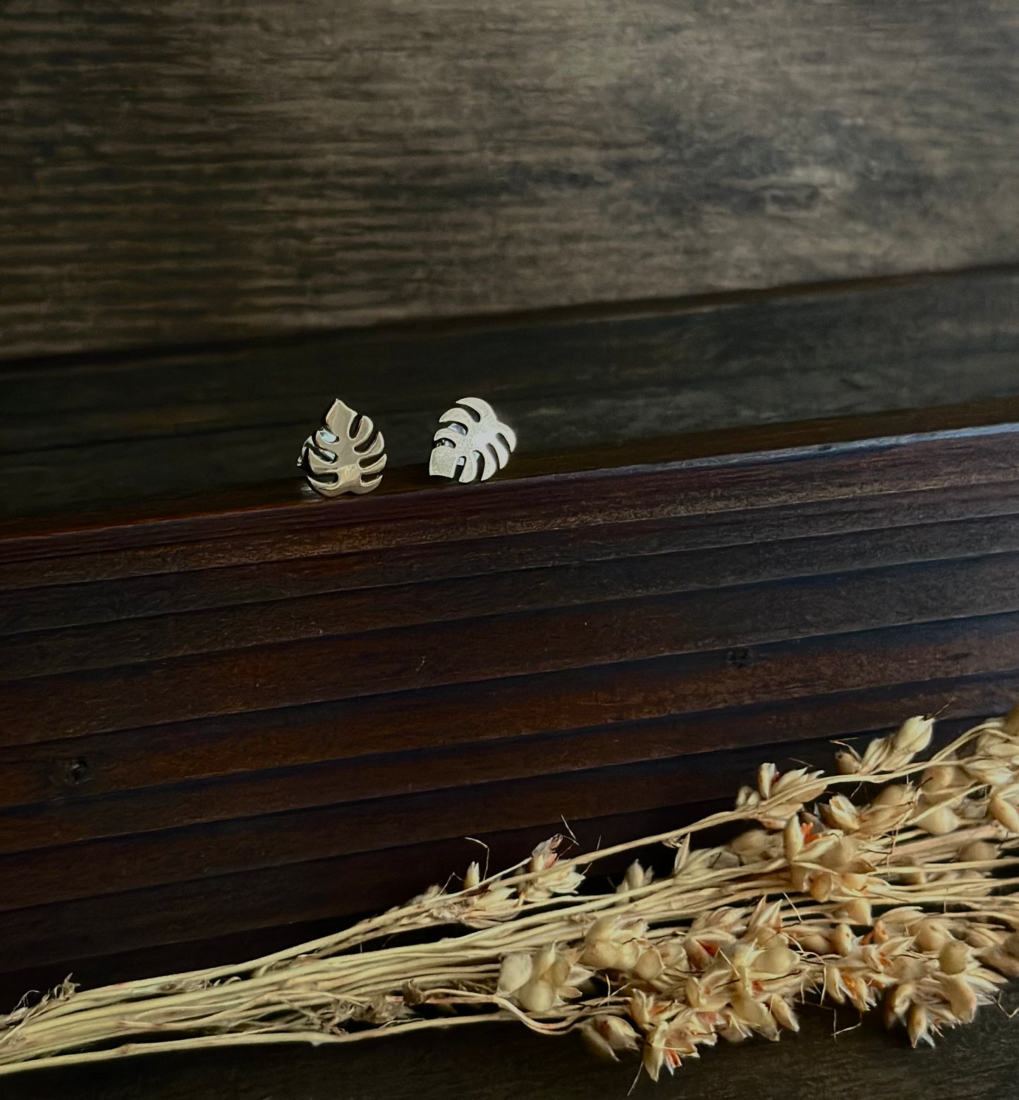 Monstera Stud Earrings