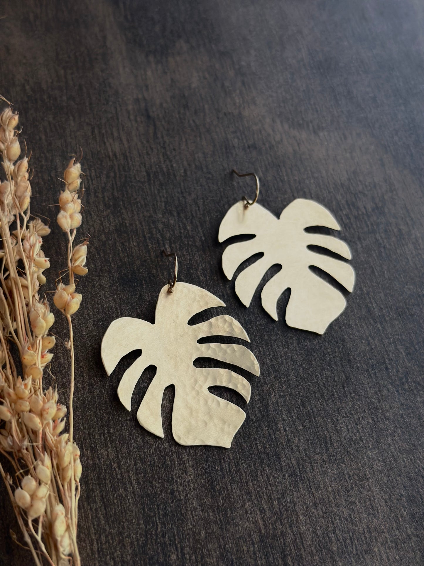 Handsawn Monstera Earrings