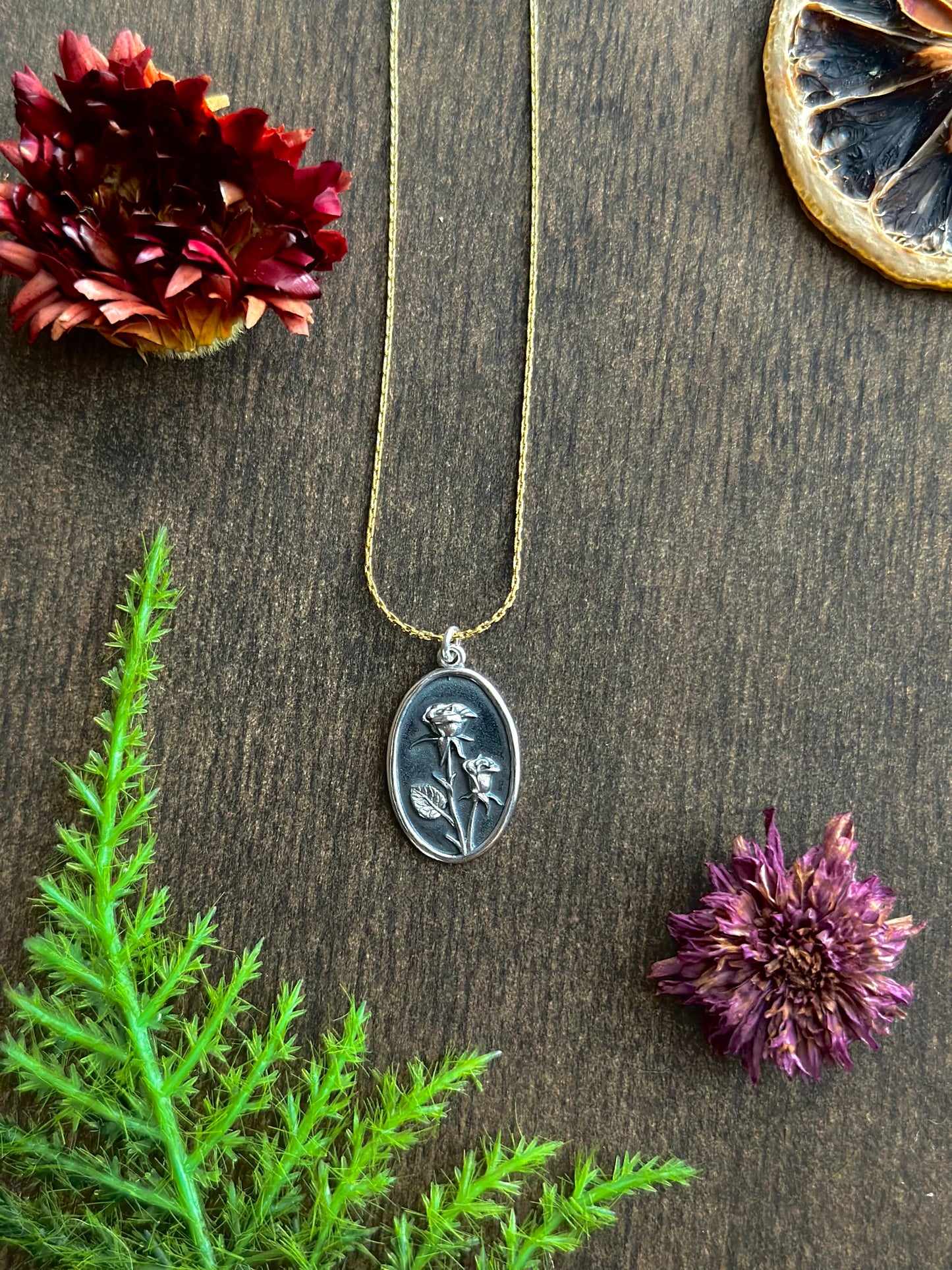 Rose Flower Necklace - June Birth Flower