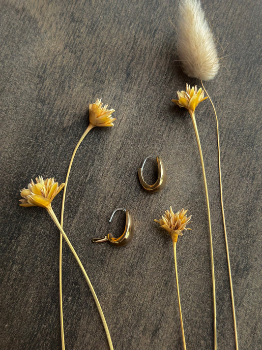 Bronze Chunky Teardrop Huggie Hoop