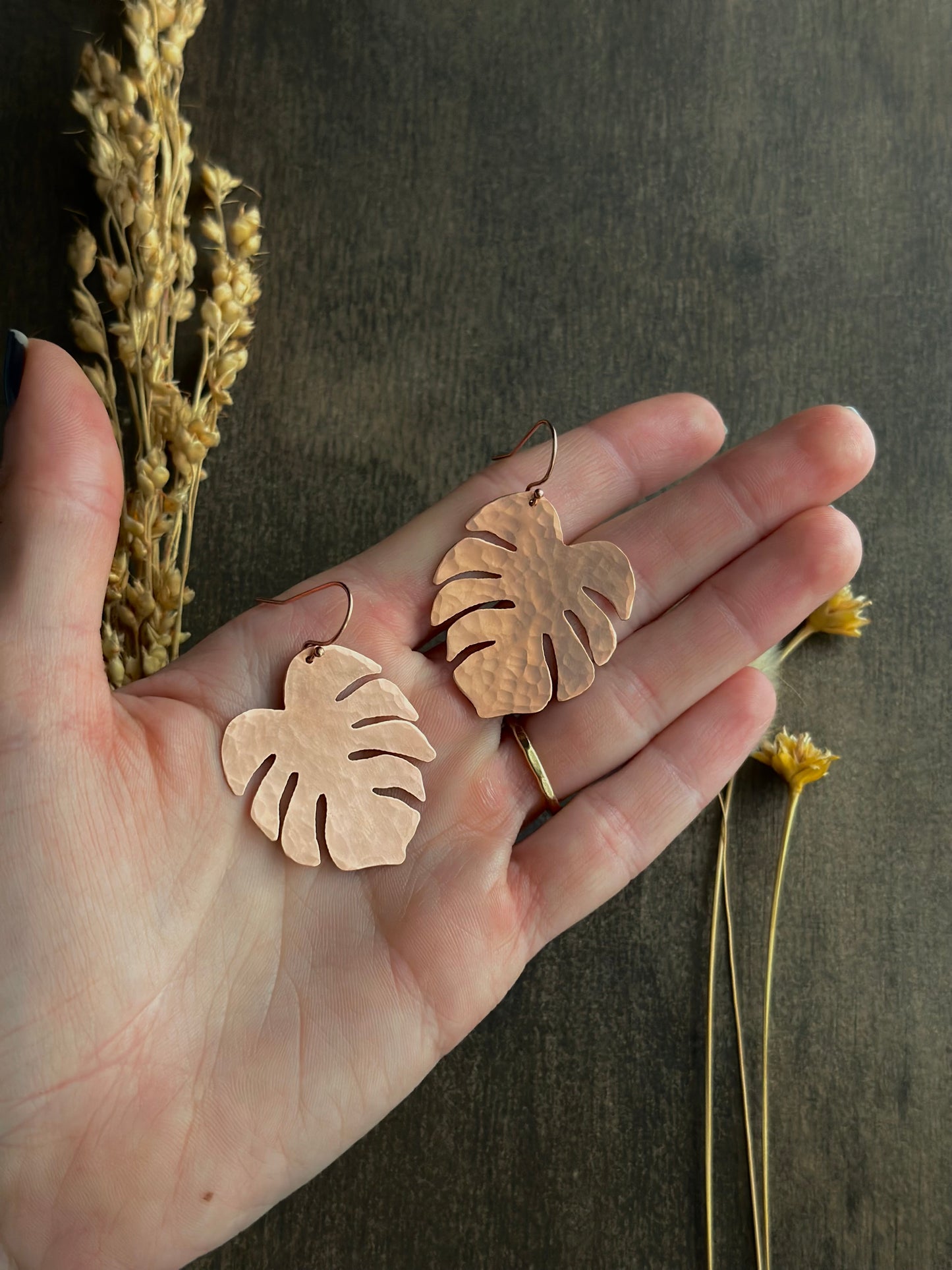 Handsawn Lil Monstera Earrings