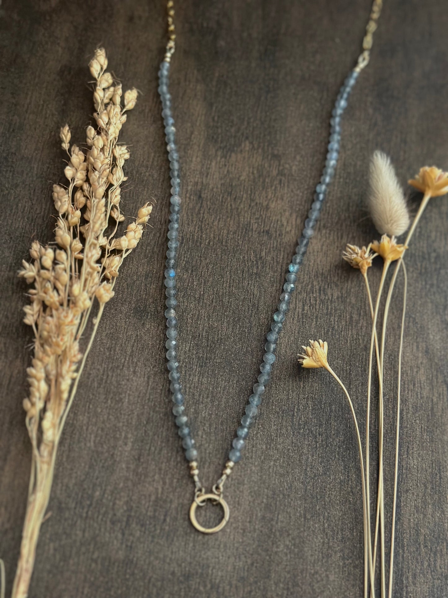 Labradorite Charm/Ring Keeper Necklace
