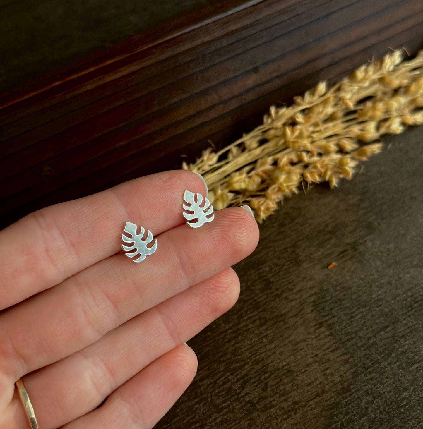 Monstera Stud Earrings