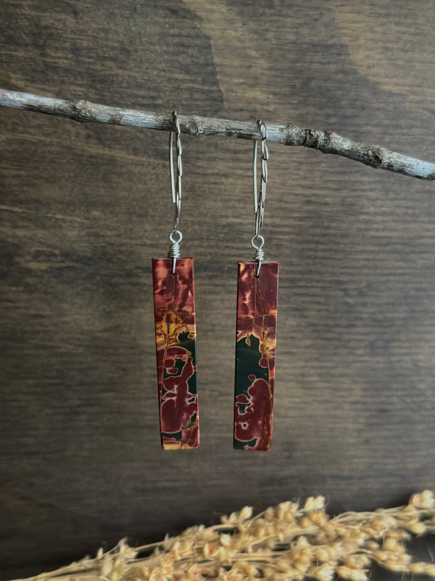 Red Creek Jasper Petal Hook Earrings