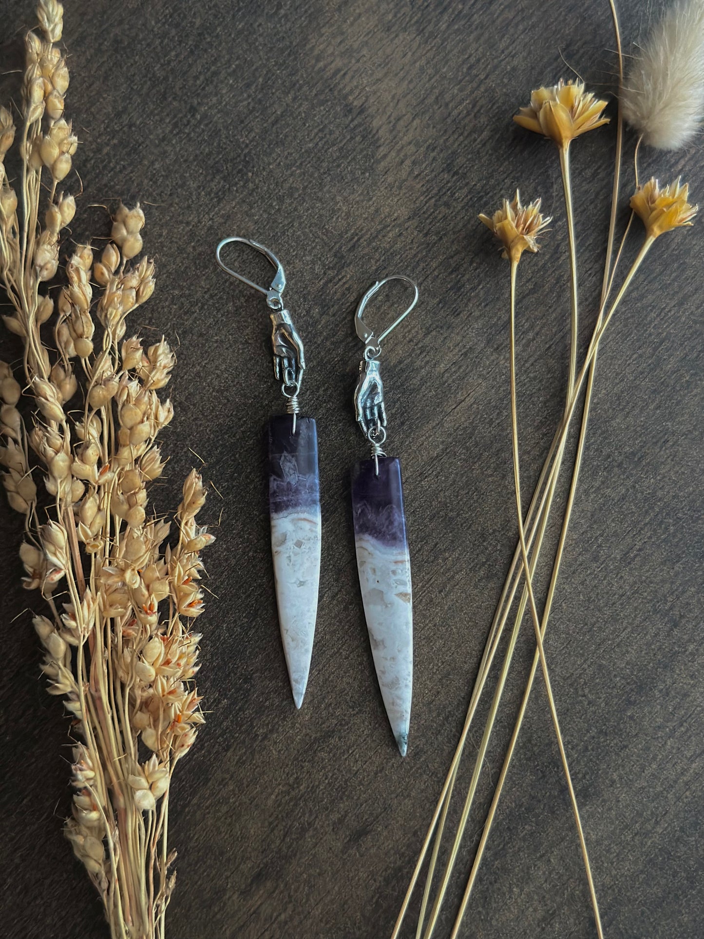 Reaching for Chevron Amethyst Earrings