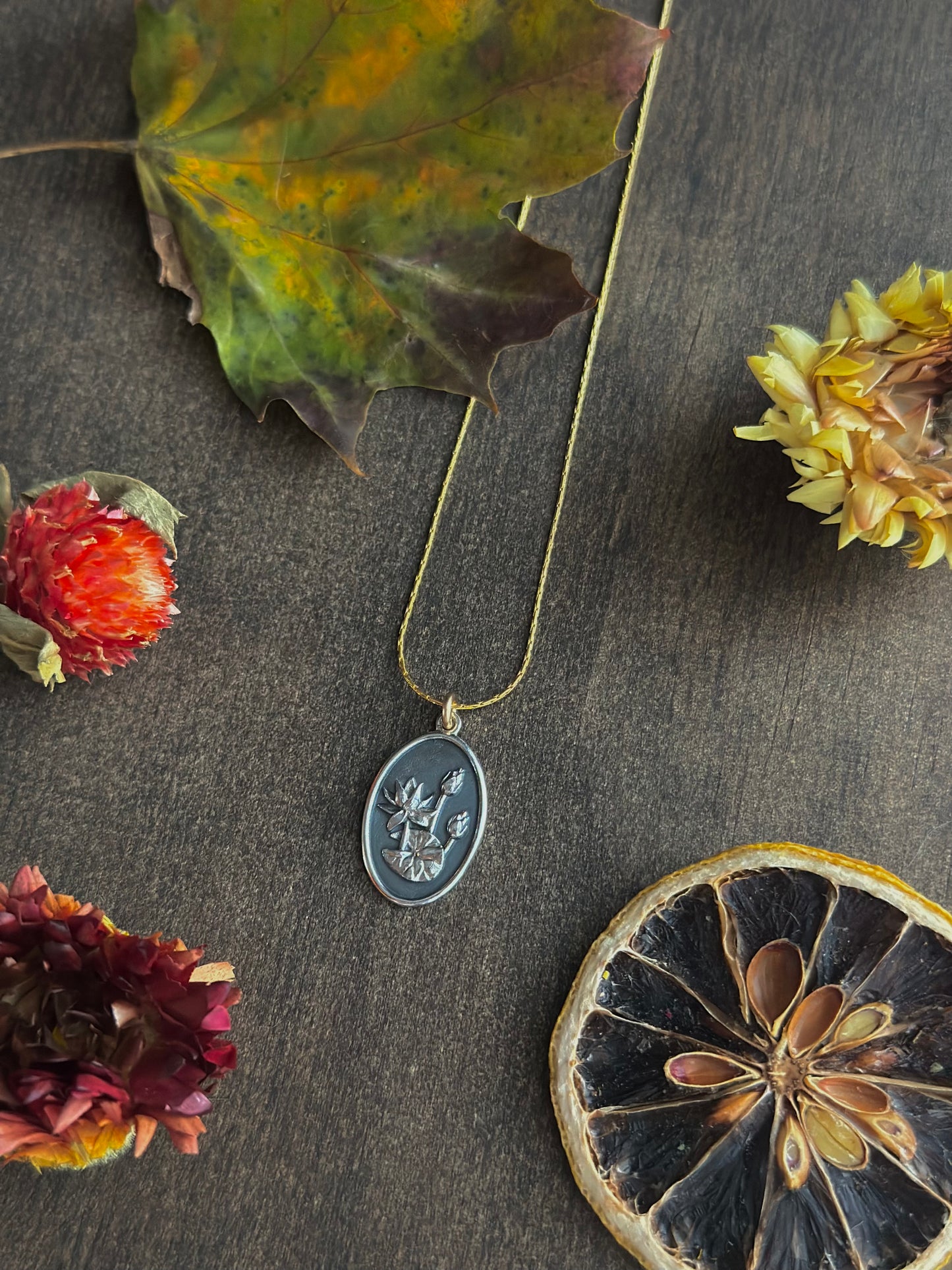 Waterlily Flower Necklace - July Birth Flower