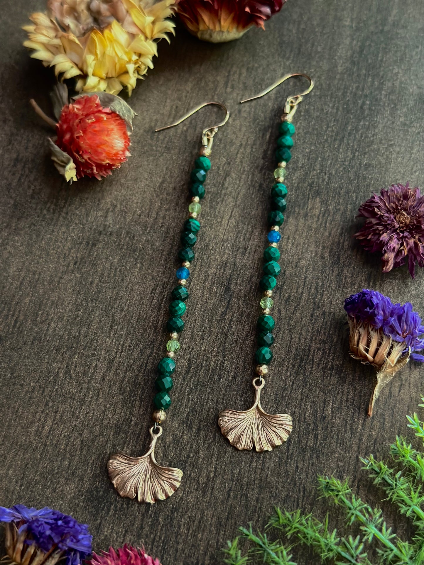 Malachite, Peridot & Apetite Drop Earrings