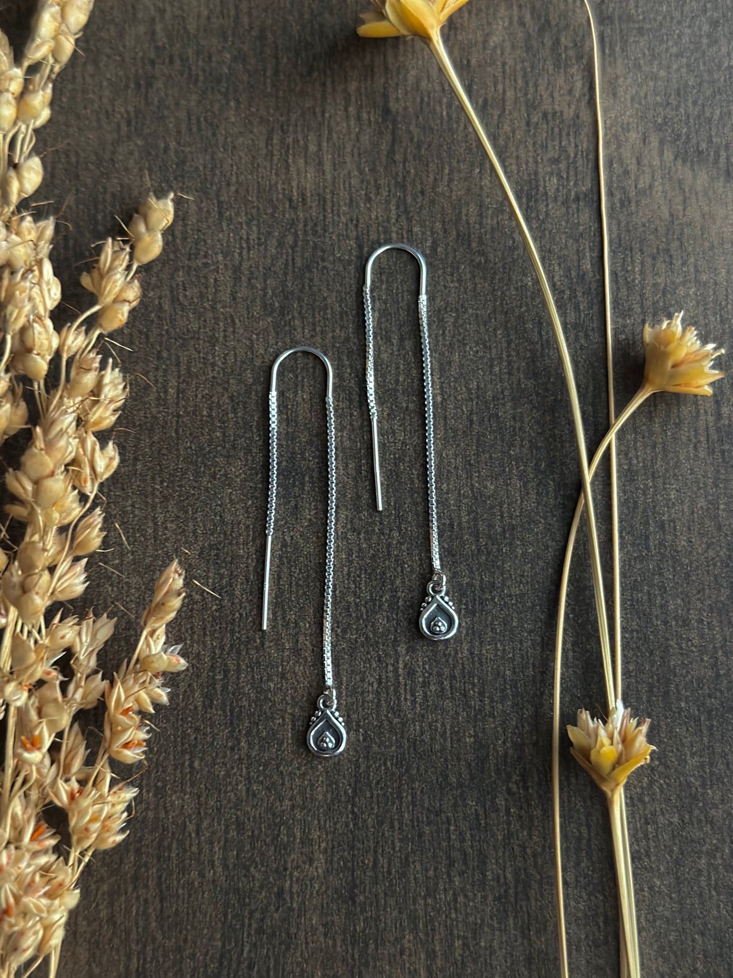 Dot Drop Threader Earrings