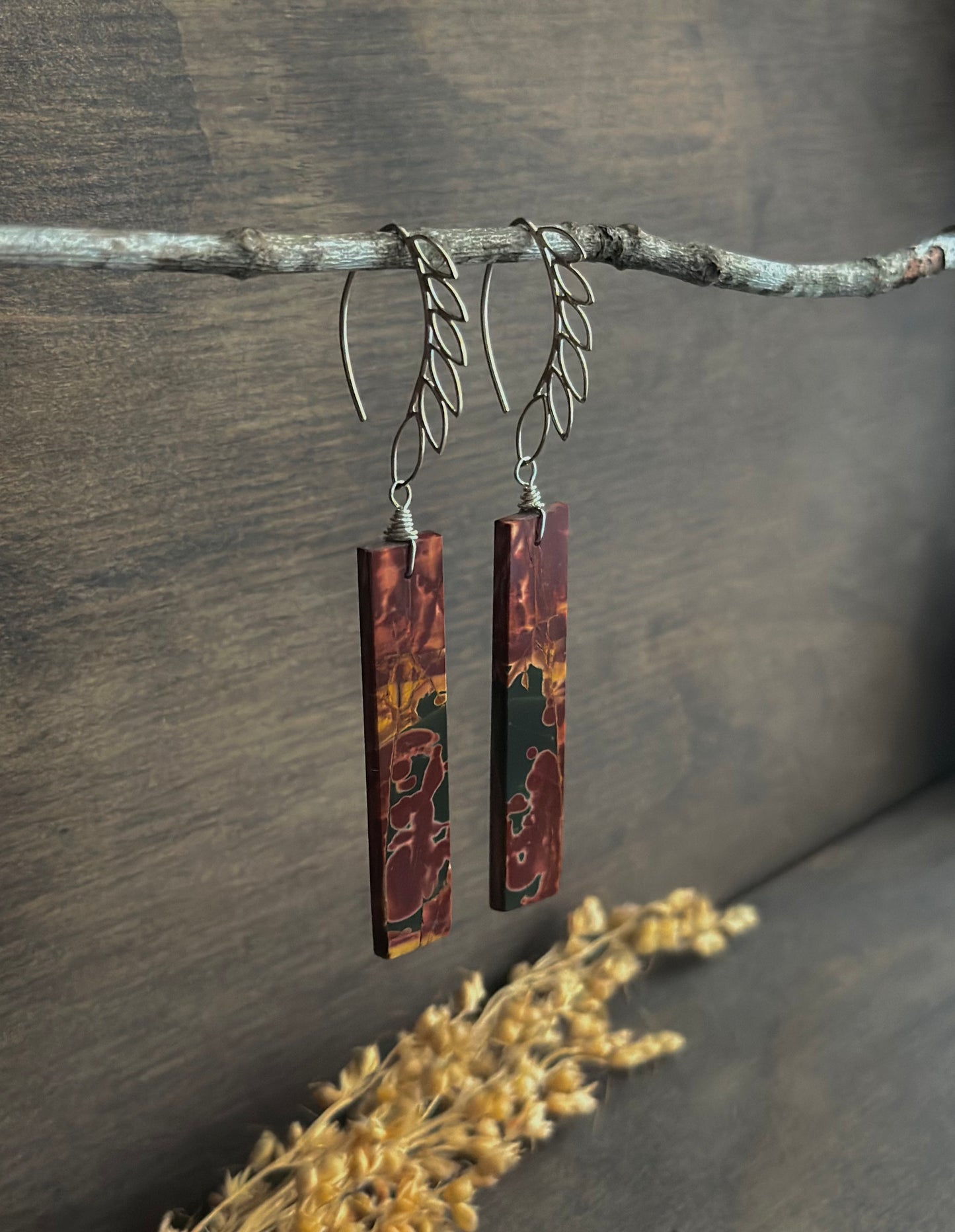 Red Creek Jasper Petal Hook Earrings