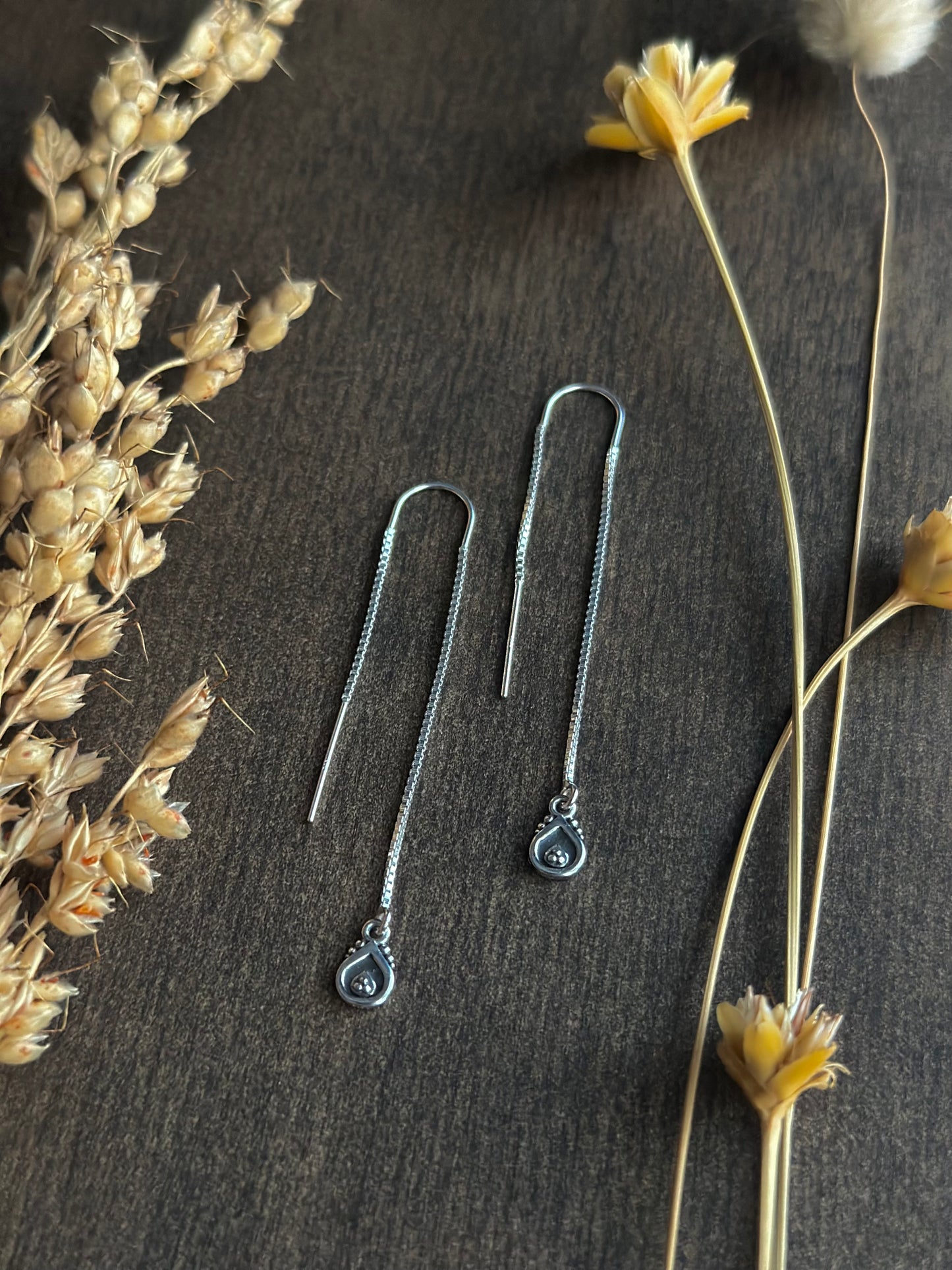 Dot Drop Threader Earrings