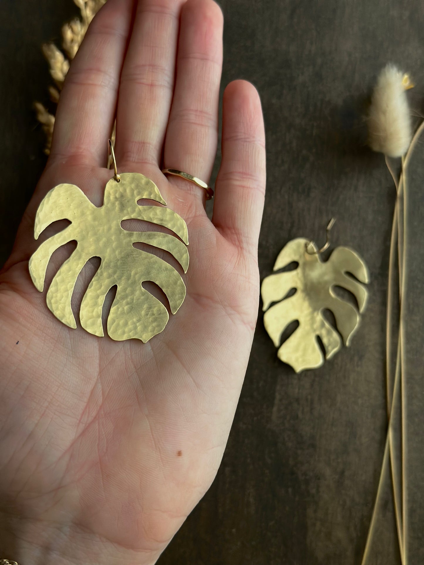 Handsawn Mismatch Monstera Earrings