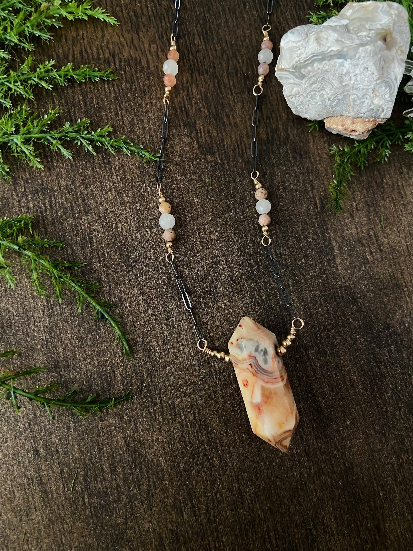 Crazy Lace Agate, African Opal, & Pietersite Necklace