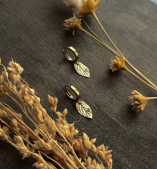 Mint Leaf Huggie Hoop