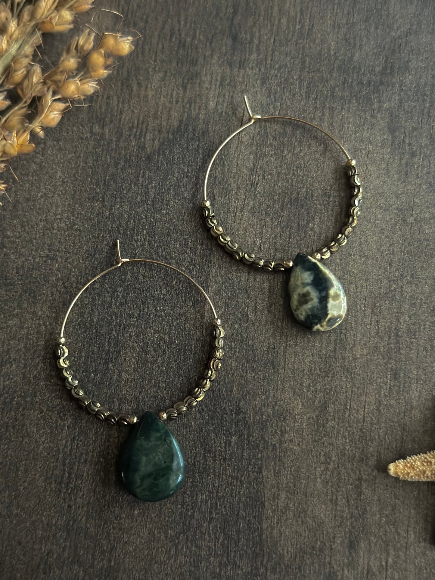 Ocean Jasper Hoop Earrings