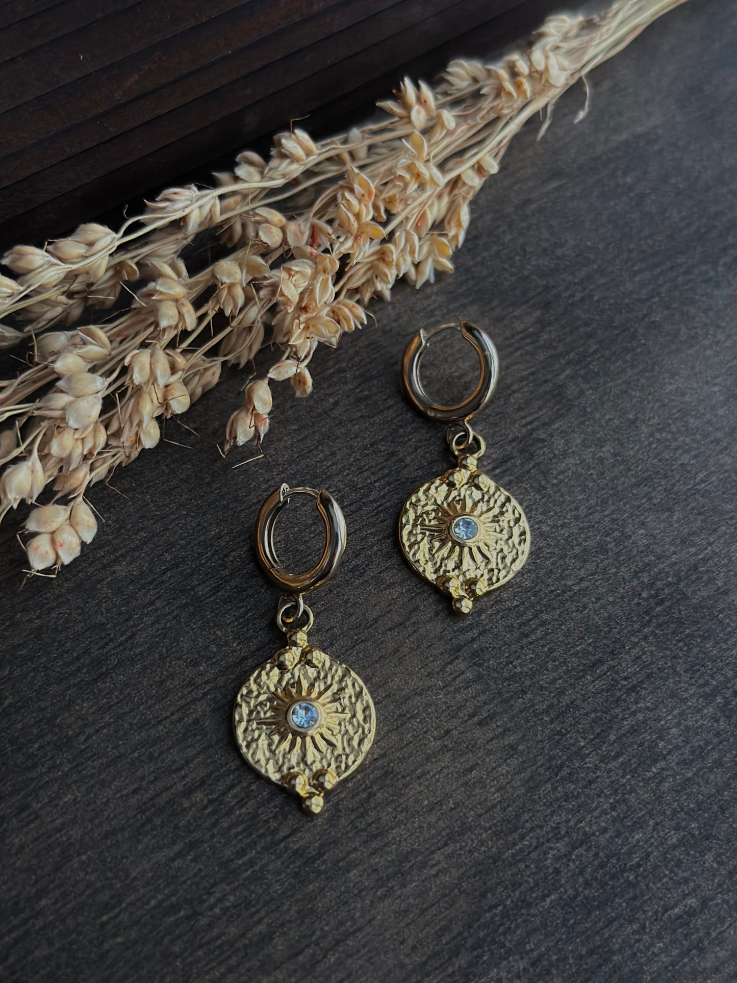 Sunny Coin Huggie Earrings