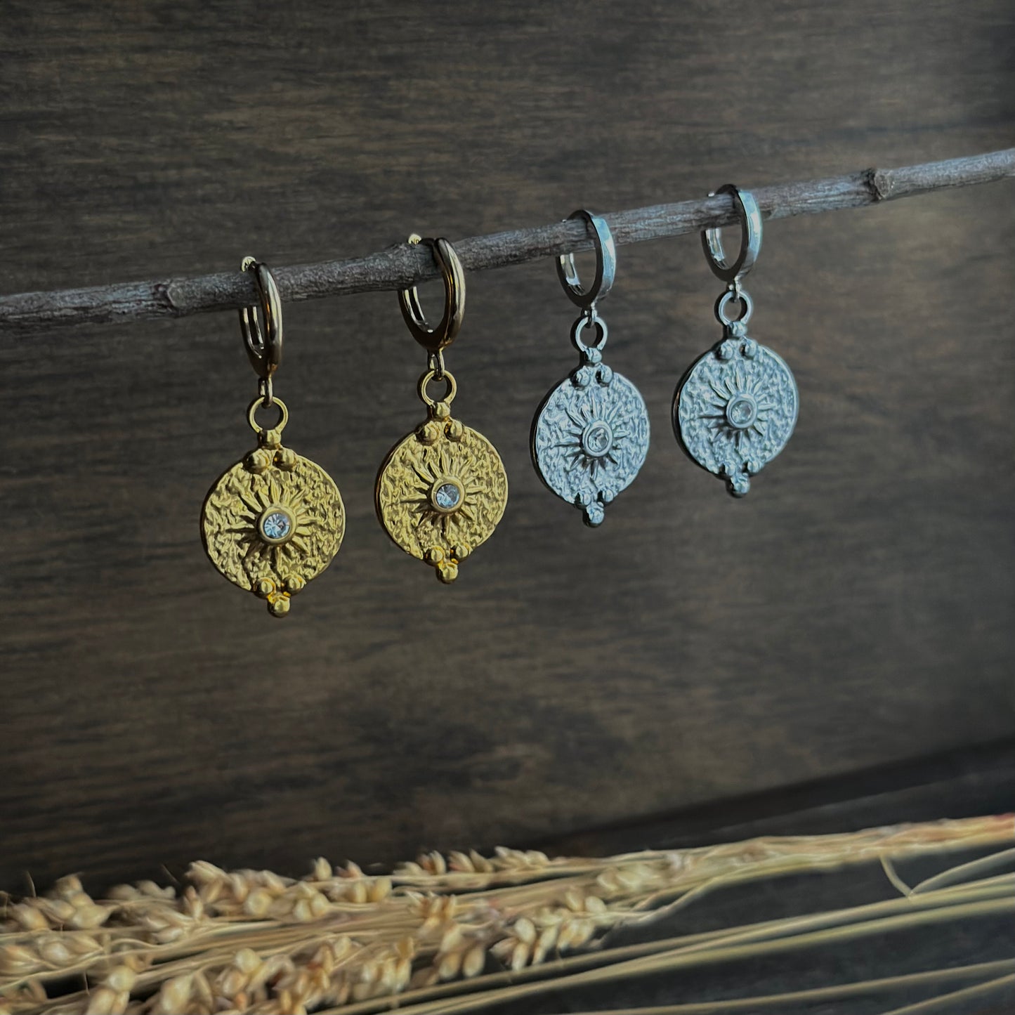 Sunny Coin Huggie Earrings