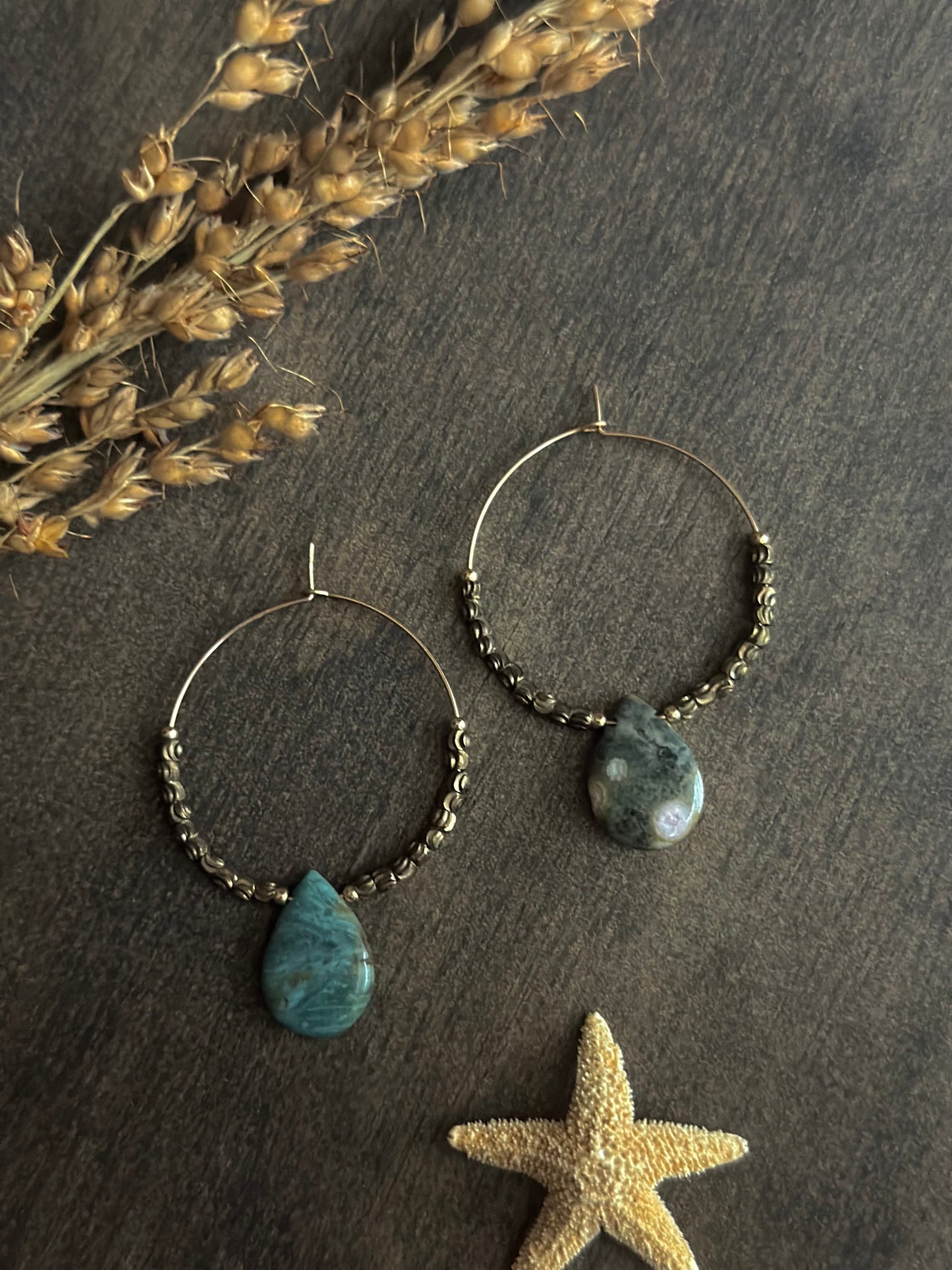 Ocean Jasper Hoop Earrings