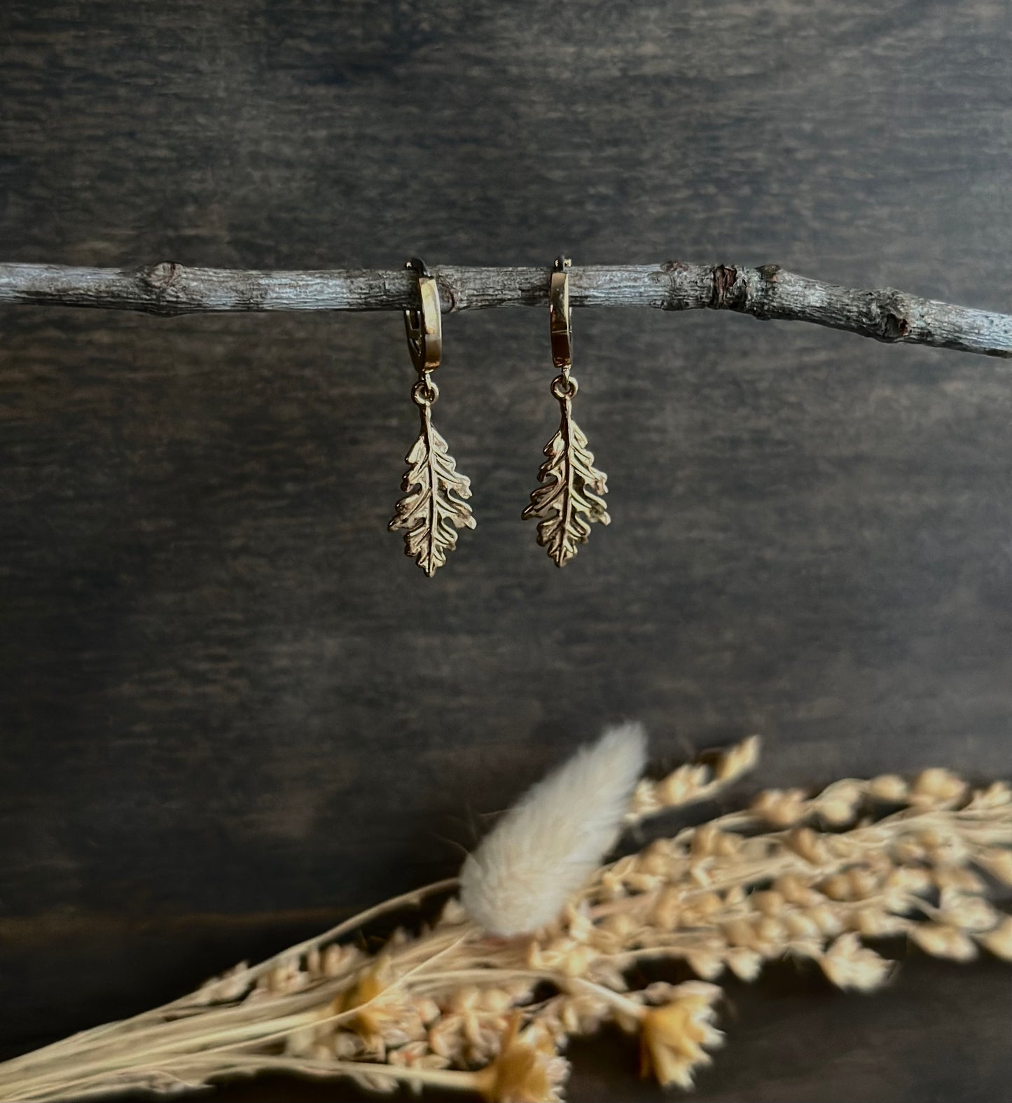 Oak Leaf Huggie Hoop
