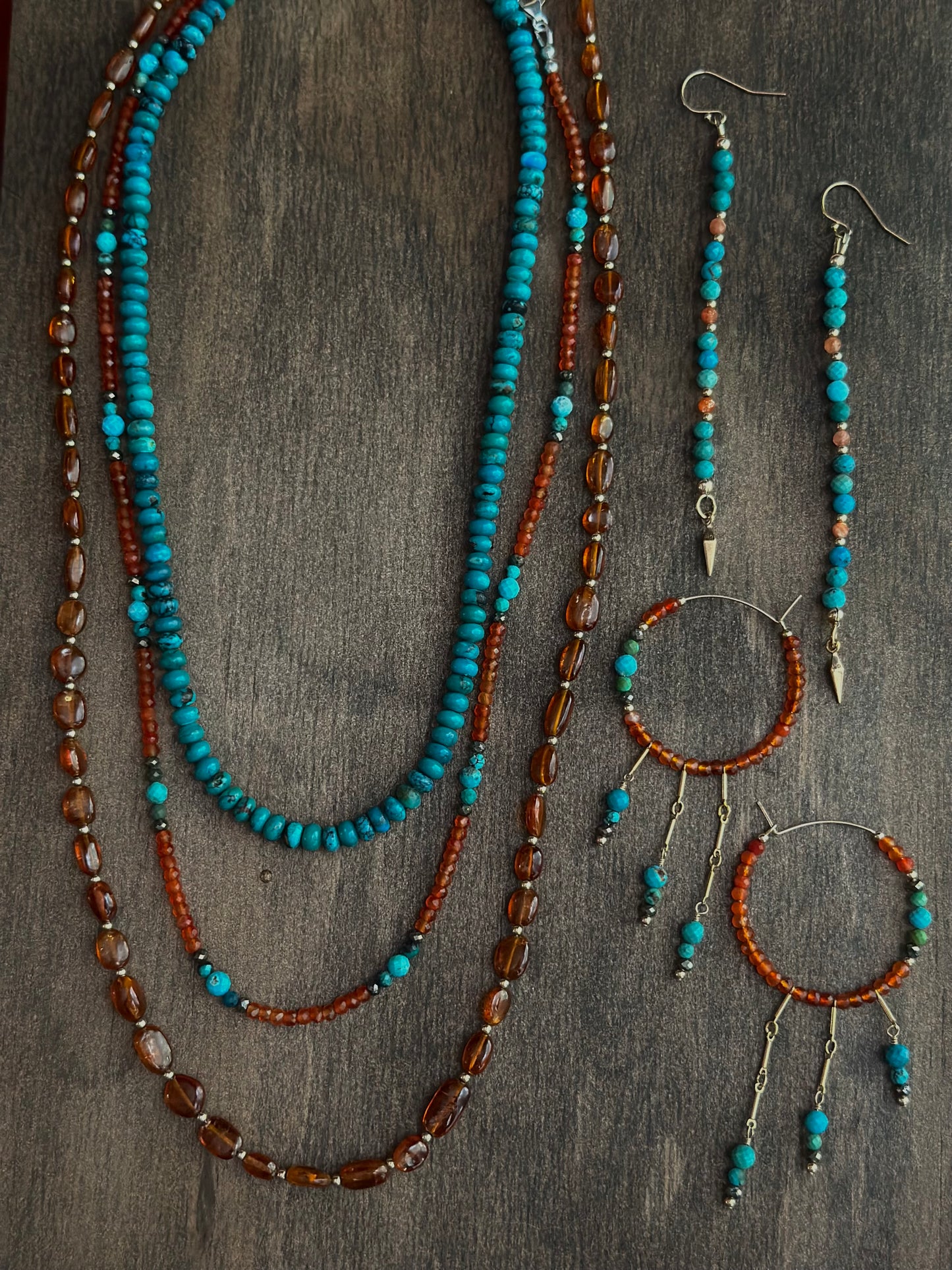 Botswana Agate I Pyrite I Turquoise Fringe Hoops