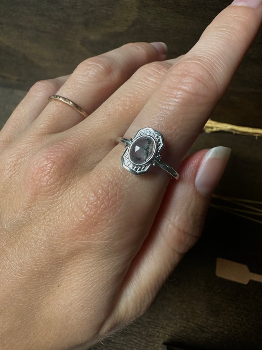 Moss Agate Oval Ring (size 7)