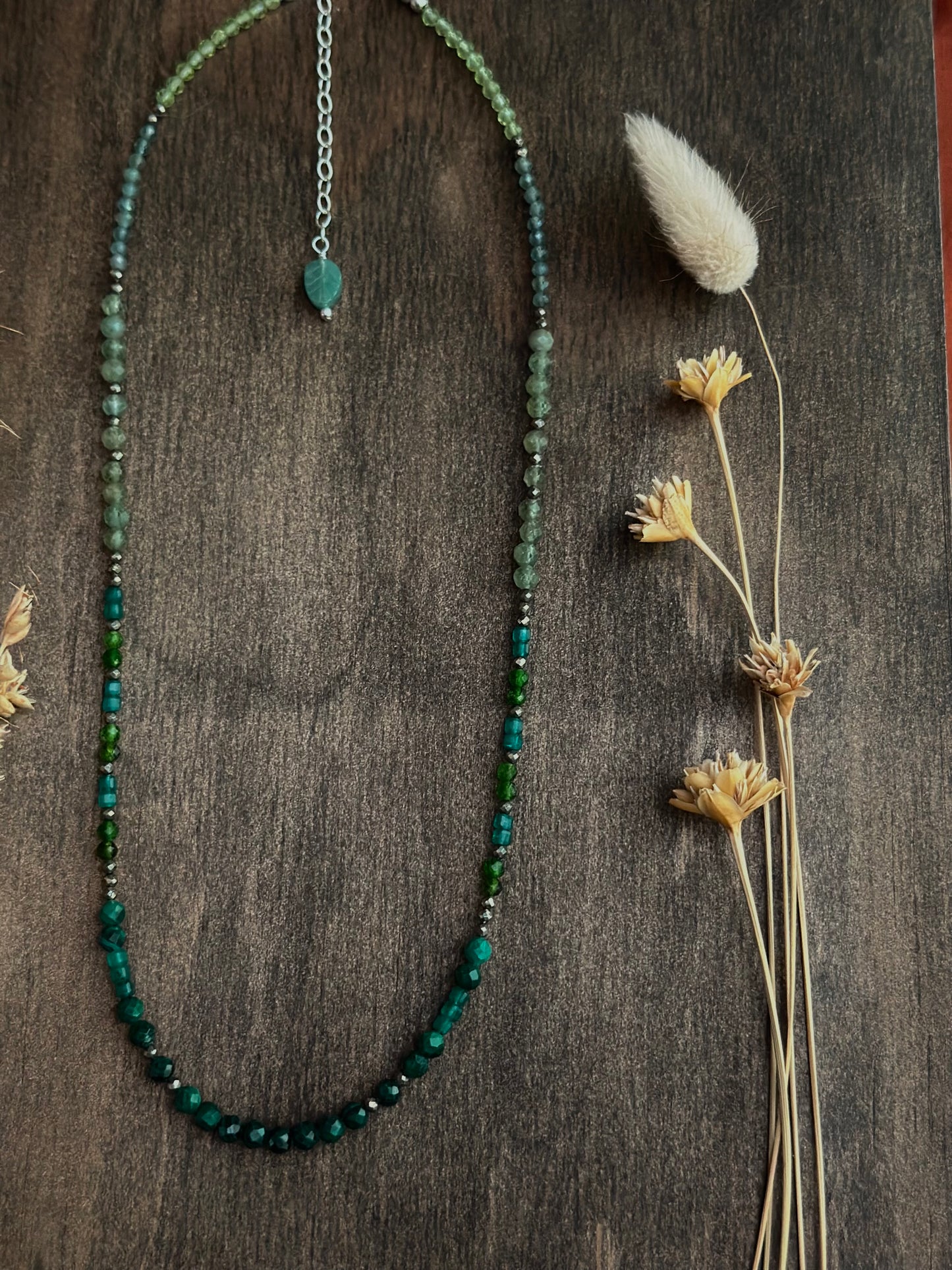 Green Mixed Gemstone Strand Necklace