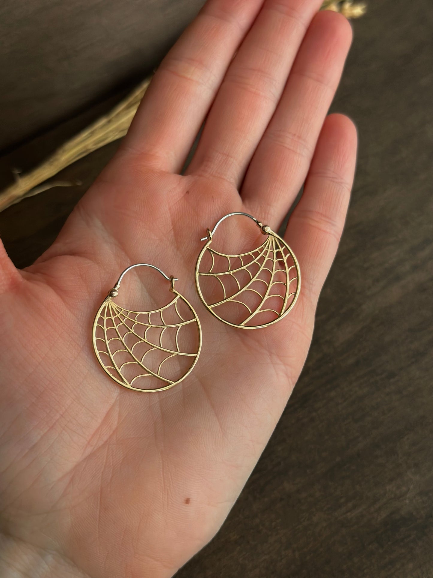 Bronze Spider Web Hoop