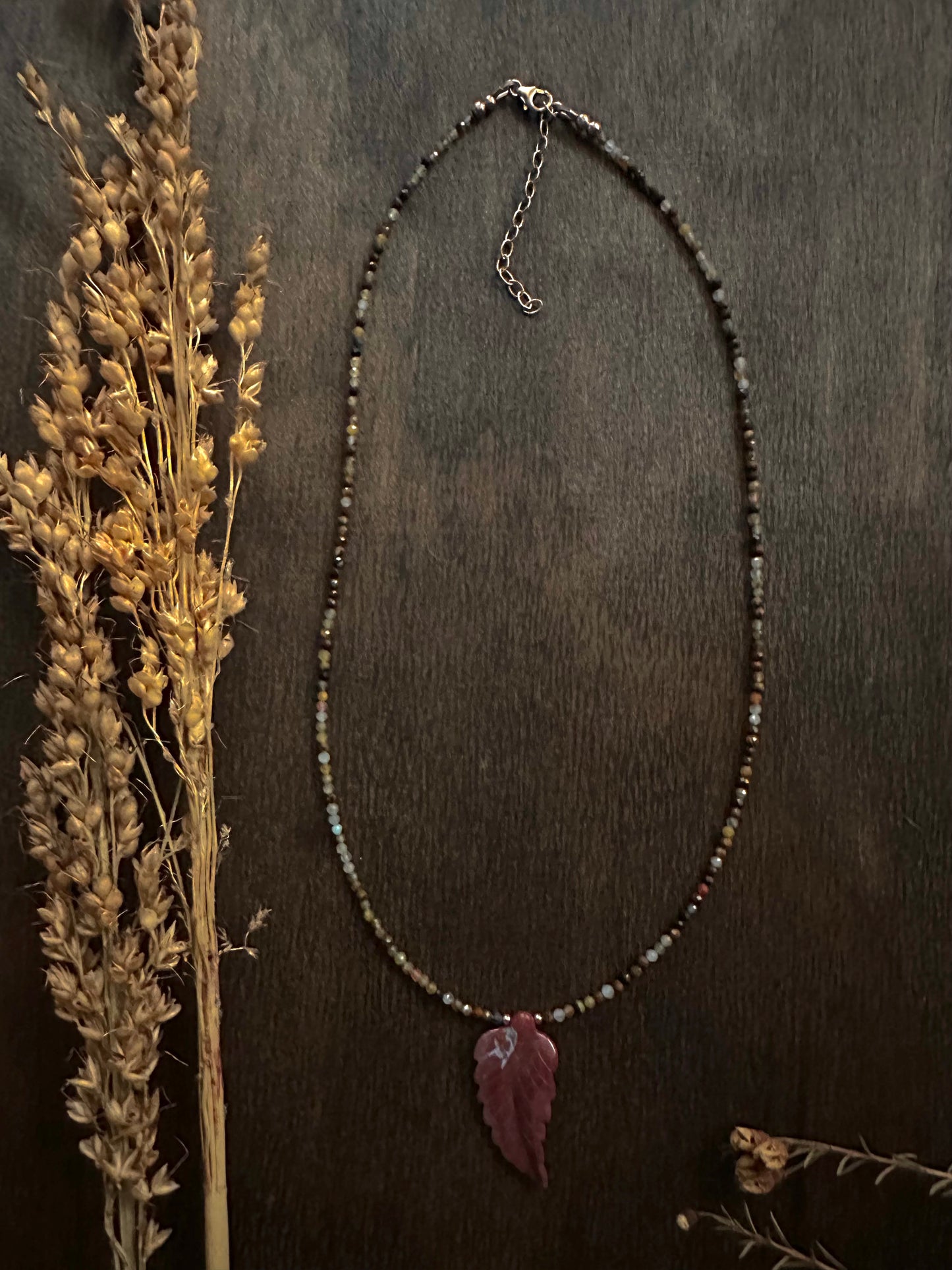 Indian Agate Leaf & Pietersite Necklace